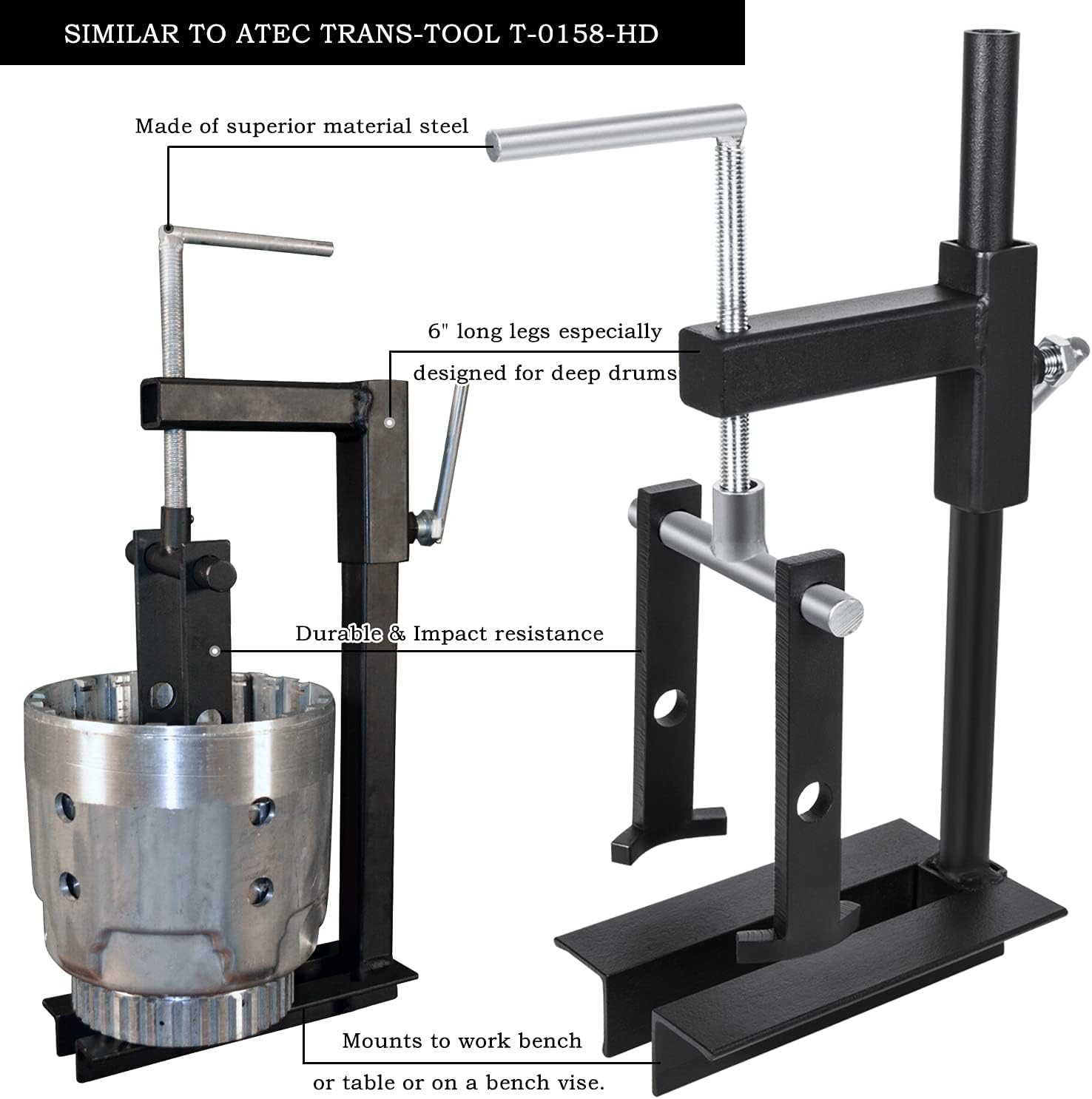 T-0158 Clutch Drum Spring Compressor Transmission Tool Heavy Duty Steel Bench Mount - Image 2
