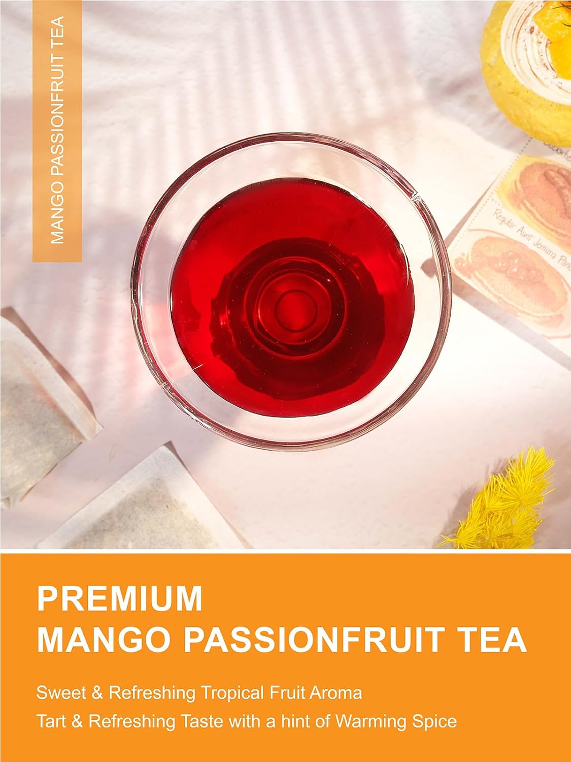TeeLux Mango Passion Fruit Tea with Hibiscus Rosehip, Cinnamon & Citrus Blend, Caffeine-Free Tropical Tea, 100 Count - Image 3
