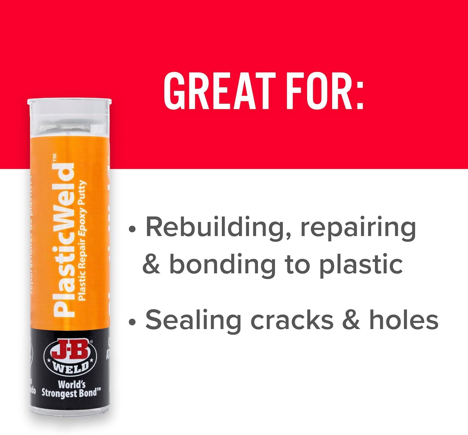 J-B Weld 8237 PlasticWeld Plastic Repair Epoxy Putty - 2 oz. - Image 3