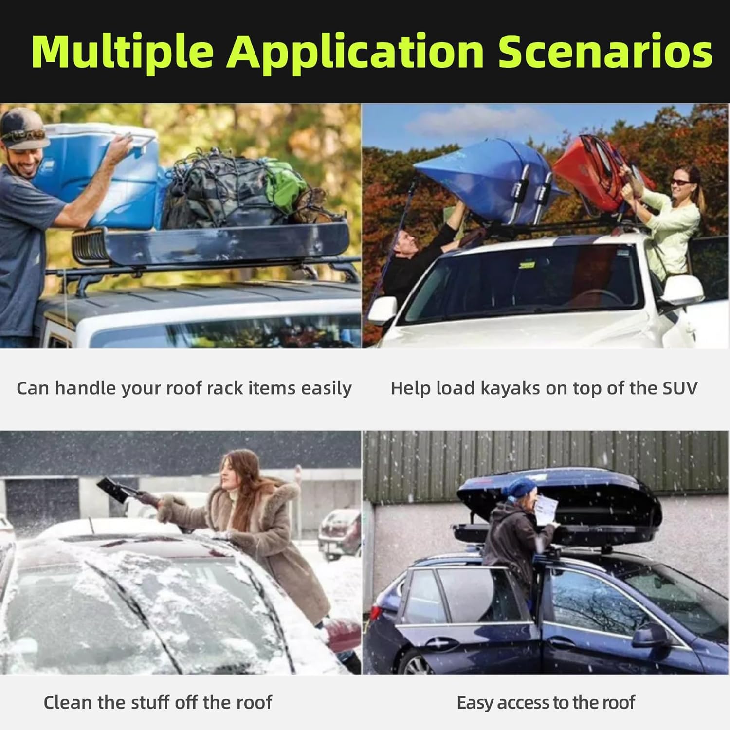 Car Door Step with Roof Rack Mount, 400lb Capacity, Aircraft-Grade Aluminum, Anti-Slip Surface, 6.3-inch Platform, Black - Image 7