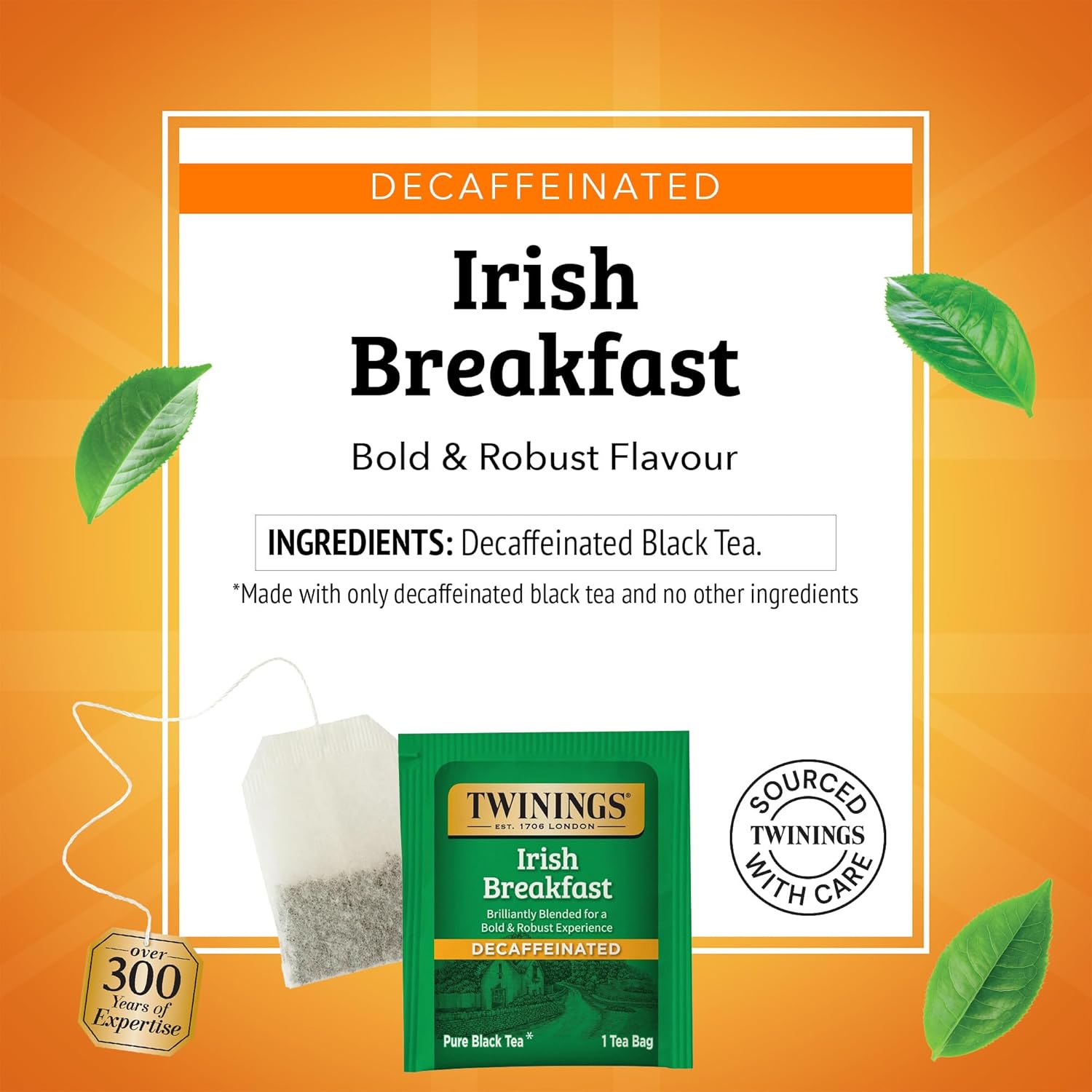 Twinings Decaffeinated Irish Breakfast Black Tea Individually Wrapped Bags, 20 Count (Pack of 6), Flavourful, Robust, Enjoy Hot or Iced, 120 Teabags - Image 4
