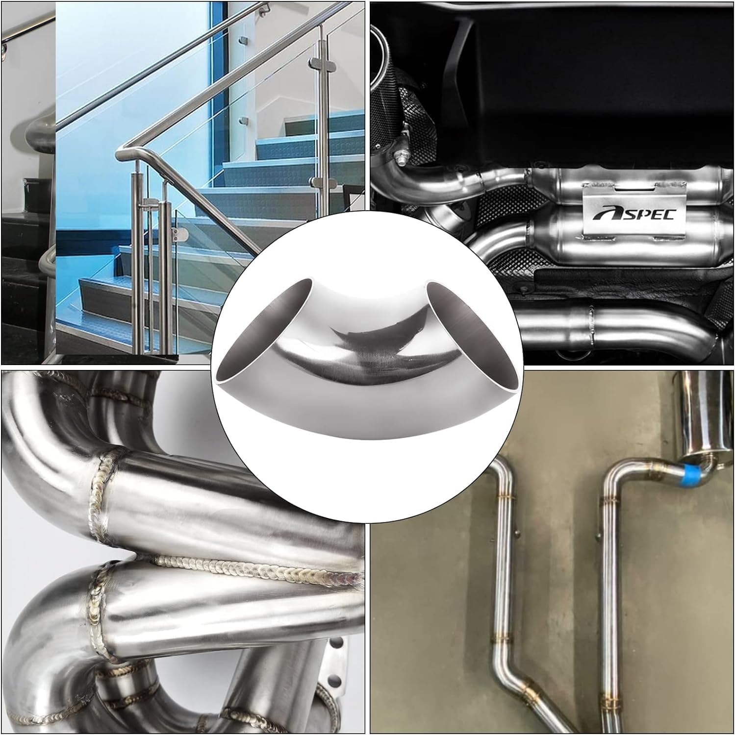 Acrux7 4 Pack 3 Inch 90 Degree Exhaust Pipes Stainless Steel Exhaust Elbow 1.5mm Thickness Mandrel Bend - Image 8
