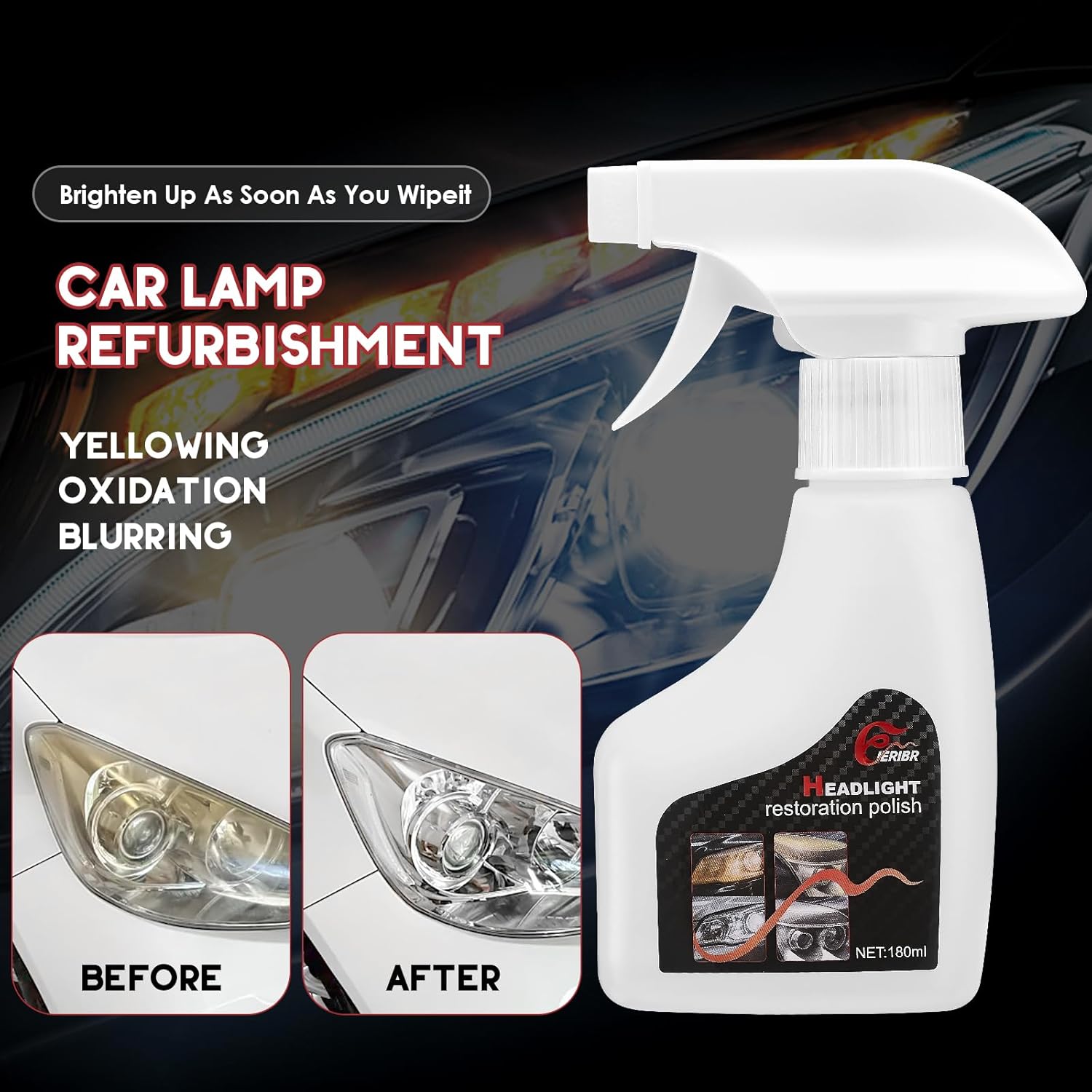 Automotive Headlamp Restoration Fluid Kit,Headlight Refurbishing Agent,2025 New Automotive Headlamp Restoration Fluid Oxidized Kit,Multifunctional Headlight Polishing for All Vehicle Types - Image 2