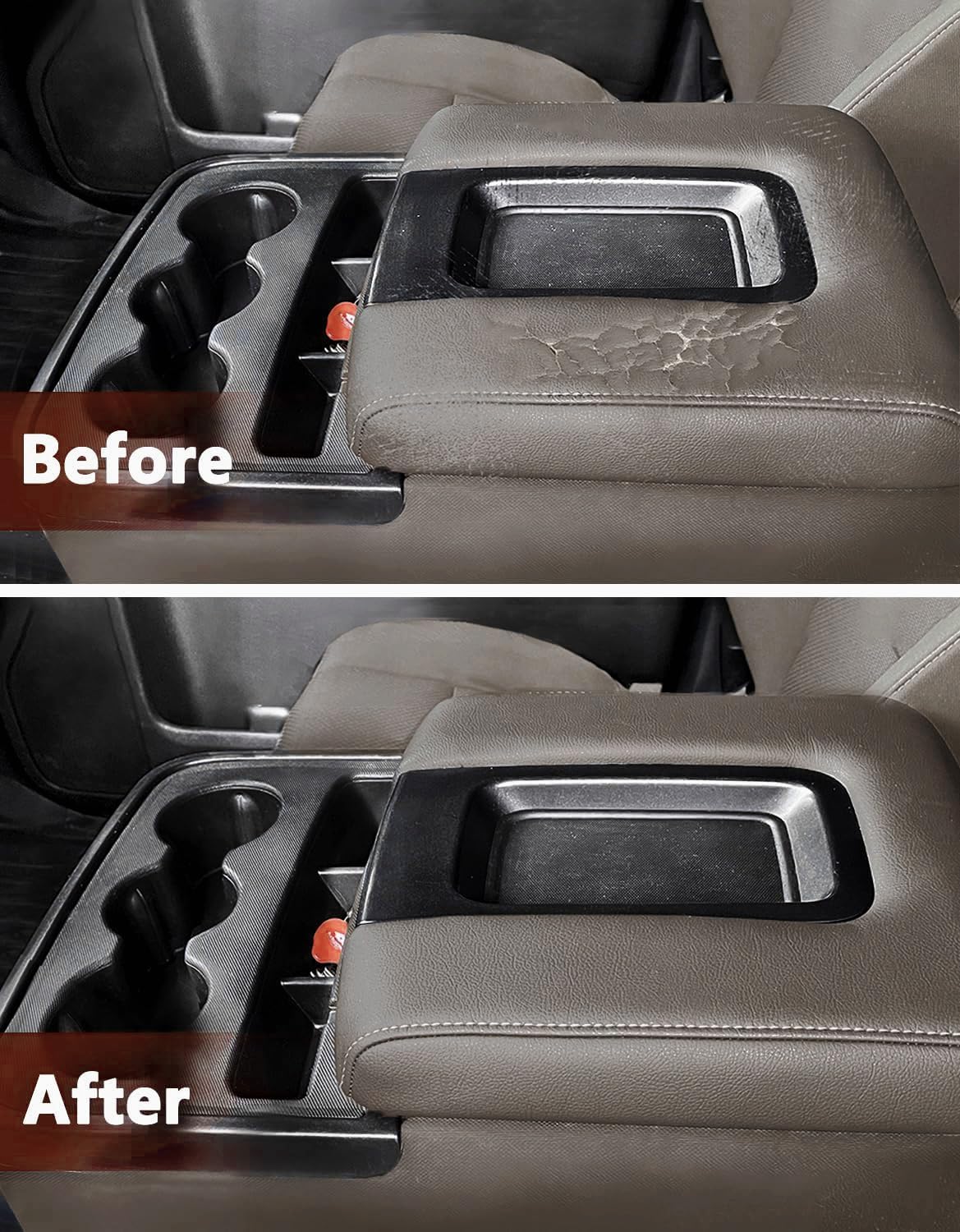 KBH Center Console Armrest Cover Replacement for Chevy Silverado & GMC Sierra 1500 2500 3500 2014-2018, Vinyl Leather Upholstery, Split Bench Jump Seat (Cocoa Dune Brown) - Image 5