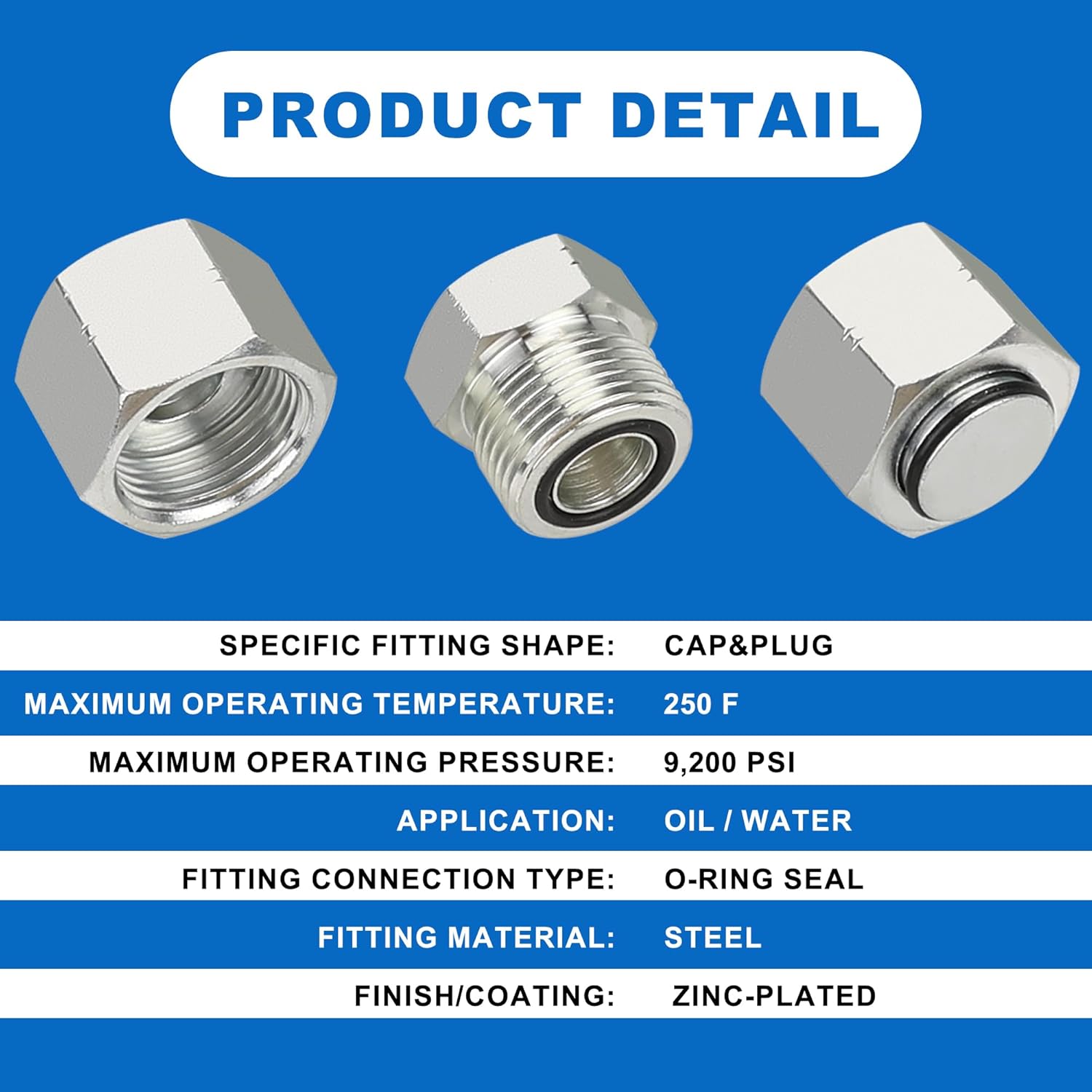 72PCS ORFS Flat Face Seal Cap and Plug Kit, Hydraulic Flat Face Fittings For Hose, 36PCS O-Ring Replacement - Image 5