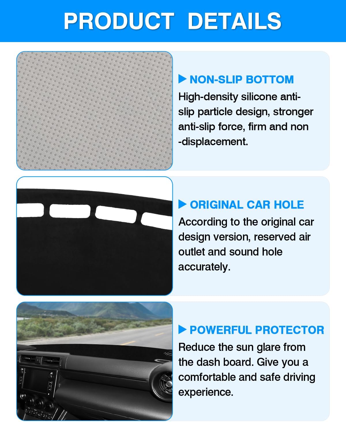 Autorder Dashboard Cover Mat for Toyota GR86/Subaru BRZ 2022-2025 2026 Accessories Dash Cover Flannel Dash Mat Sunshade Glare UV Rays Protector - Image 6