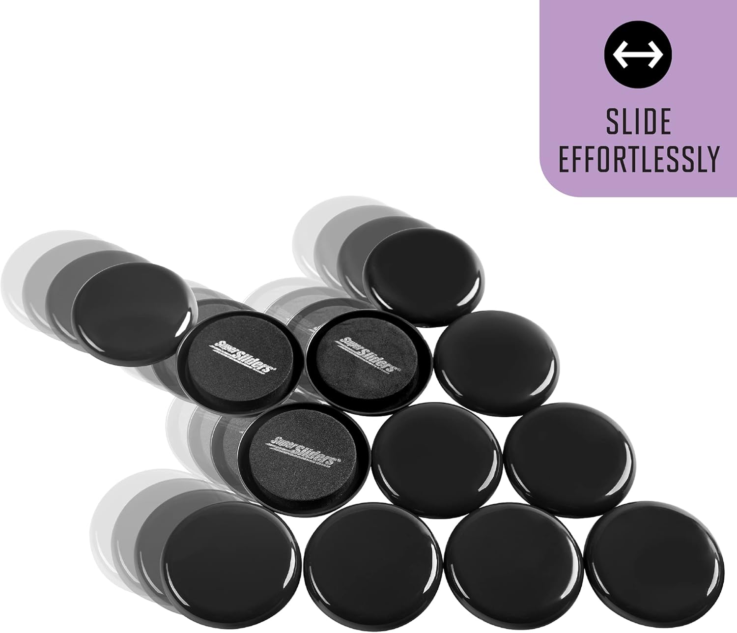 Super Sliders 2-1/2" Round Reusable Furniture Sliders for Carpet, Anti-Slip Protective Furniture Moving Pads for Beds, Sofas, Dressers, Set of 8, Black - Image 6