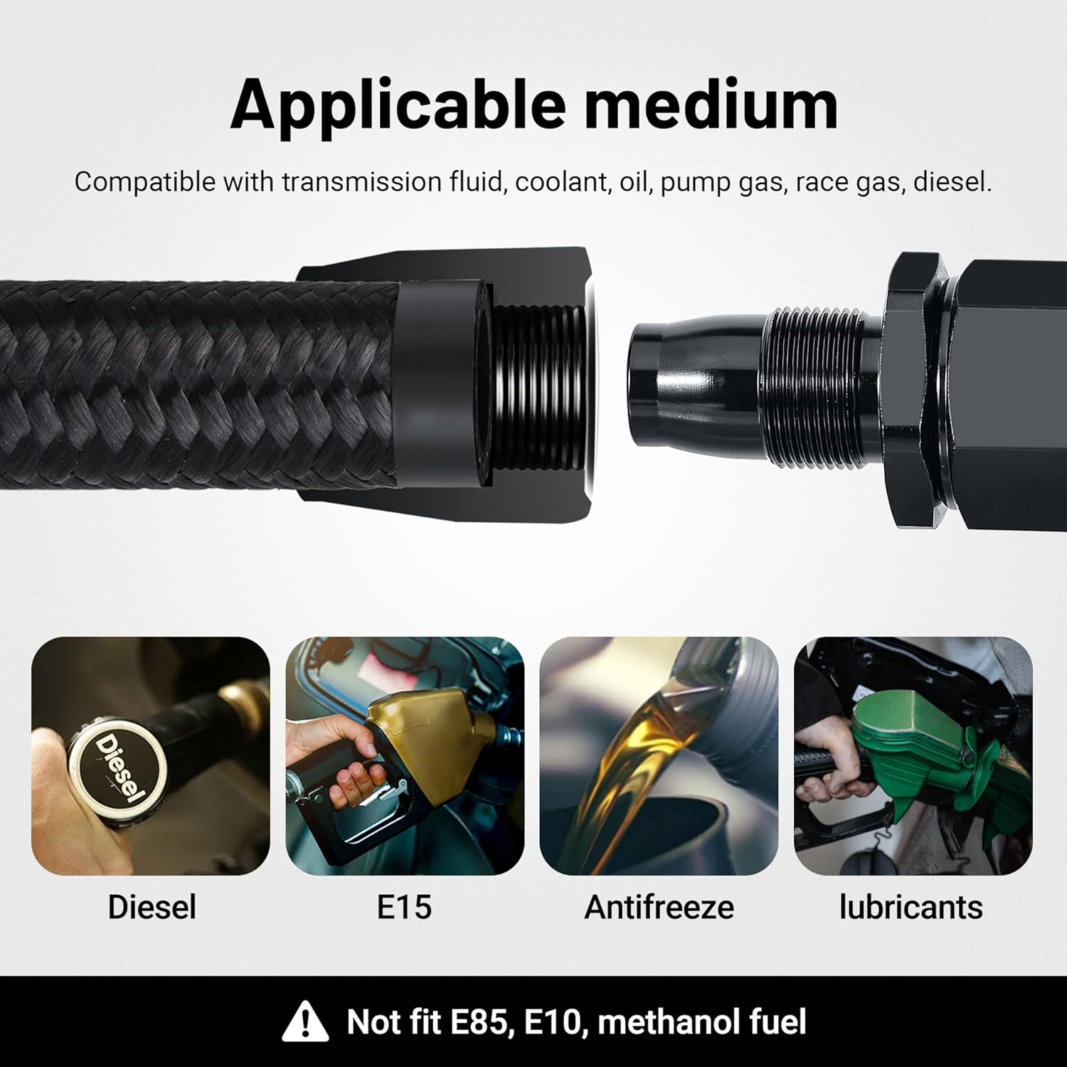 EVIL ENERGY 4AN Fuel Line Kit, 4AN Nylon Braided Fuel Line Hose Fitting Kit CPE 10FT Black - Image 5