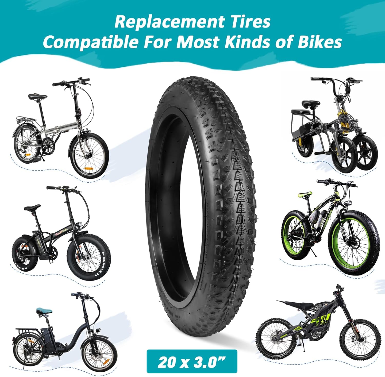 MEGHNA Fat Bike Tire 24 inch Electric Bike Tire All - Terrain High Traction Fat Tire 24 x 30 inch Foldable Tire Replacement for E - Bike Mountain Bike - Image 8