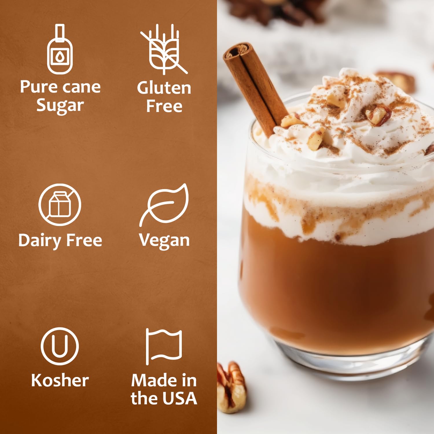 Syruvia Coffee Syrup, Pecan Pie Flavored Syrup for Drinks, Lattes, and Desserts – 25.4 fl oz - Image 5