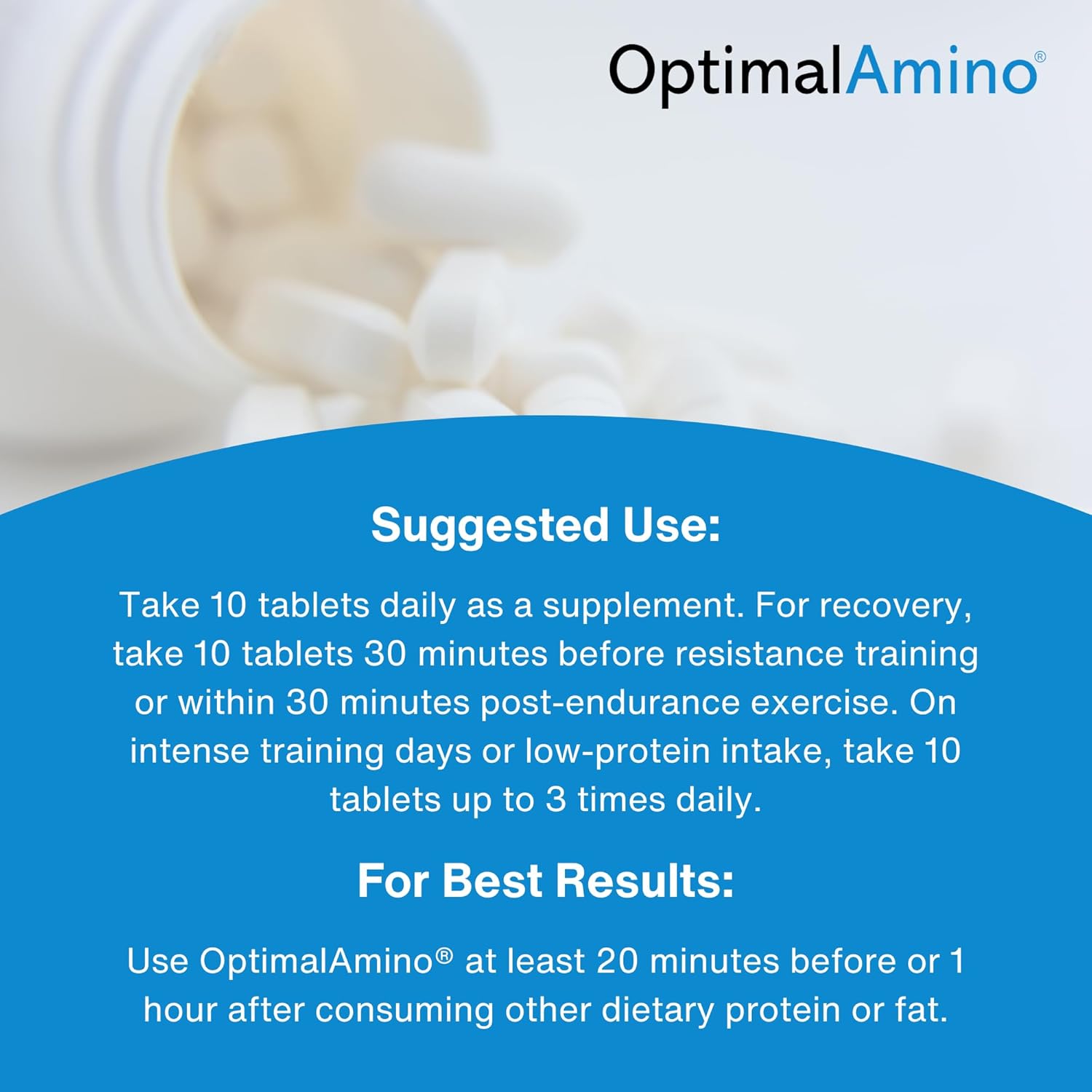 OptimalAmino Tablets (300 Count) | 99% Utilized Essential Amino Acids (EAA) Supplement, Increase Muscle Recovery, BCAA Protein Pre/Post Workout | NSF Certified for Sport® Certified - Image 6