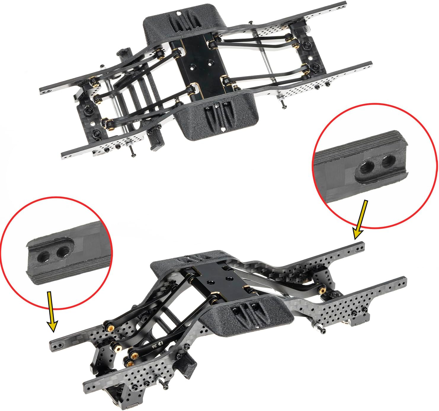 Carbon Fiber Chassis Kit for SCX24, 7° Angled Skid, LCG Chassis Kit for SCX24 C10, JLU, Base Camp, Bronco, Upgrade Part - Image 2