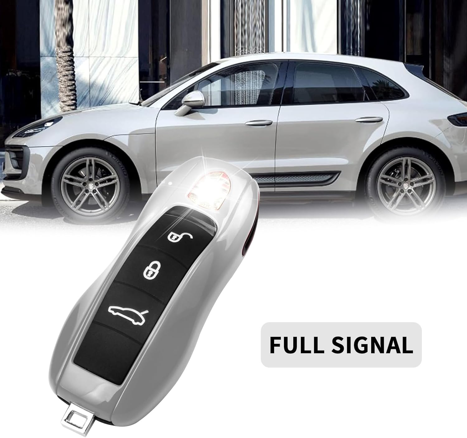 QBUC for Porsche Key Fob Cover,3-Piece Painted Key Shell Compatible with Porsche Cayenne Panamera Macan 911 Boxter Cayman (Silver Gray) - Image 3