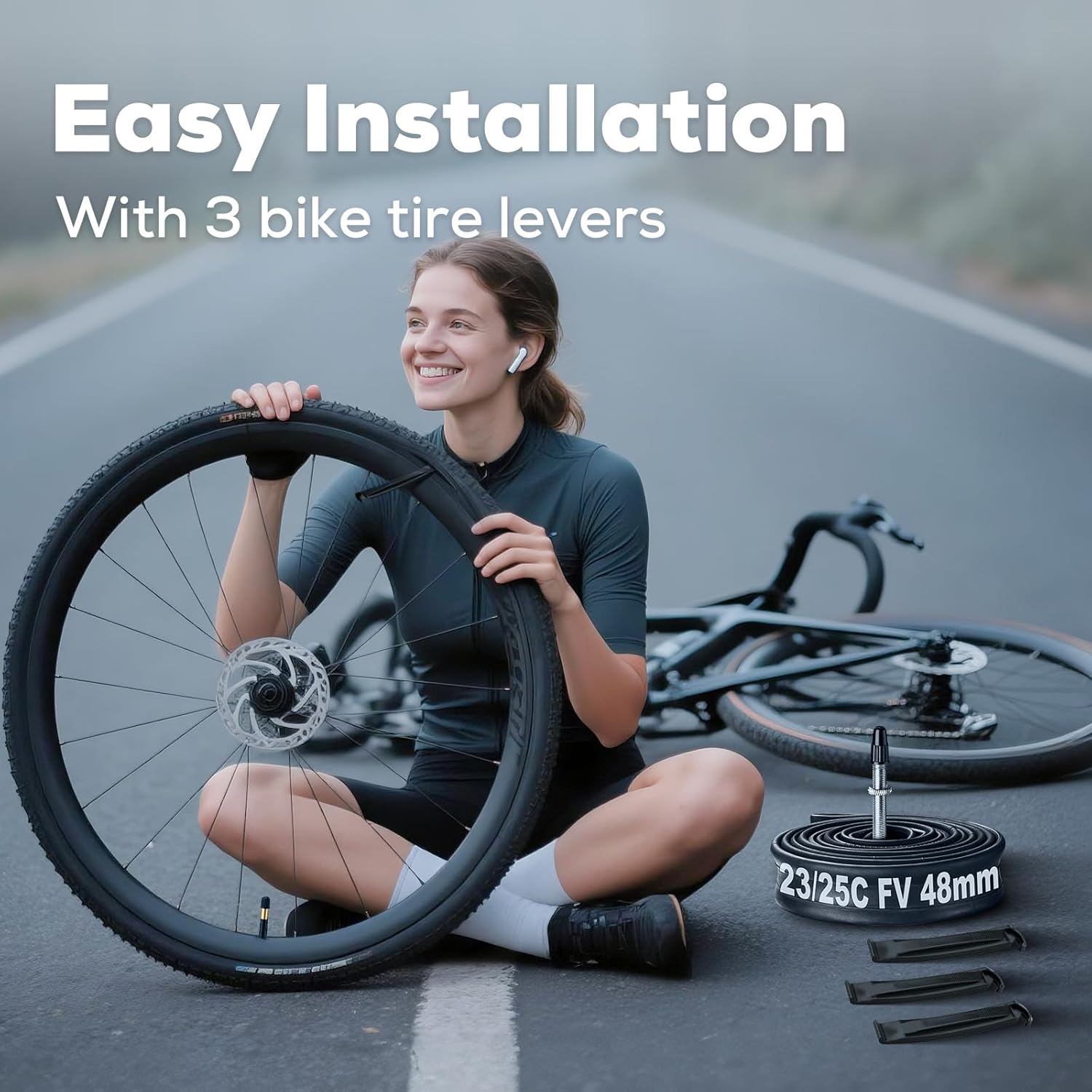 Heavy Duty 700c Bike Tube 700 x 23-25c 28-32c 35-43c Butyl Rubber, 28 Inch Road Bicycle Tire Inner Tube Replacement 2 Pack with Tire Levers - Image 6