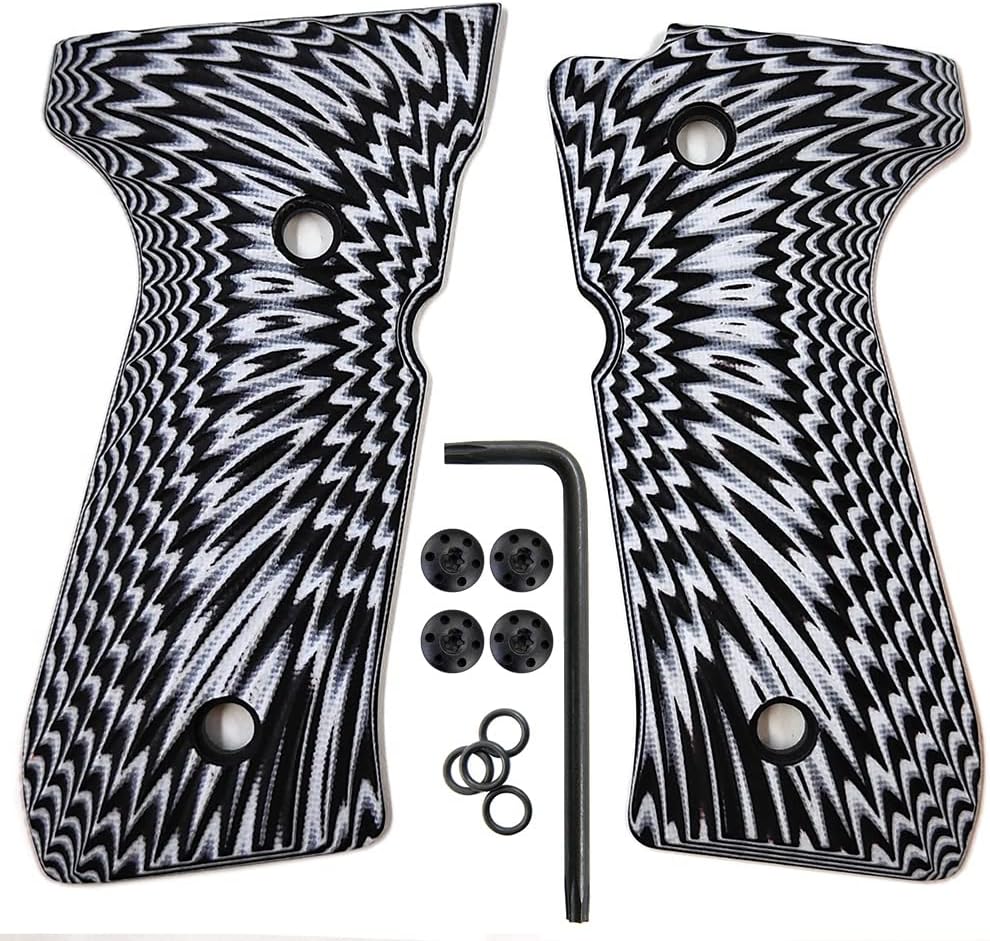Cool Hand G10 Grips for Beretta 92/96 Full Size, 92 FS, m9, 92a1, 96a1, 92 INOX, Black Gun Grips Screws Set Included, Sunburst Texture, 1/4" Thin - Image 2