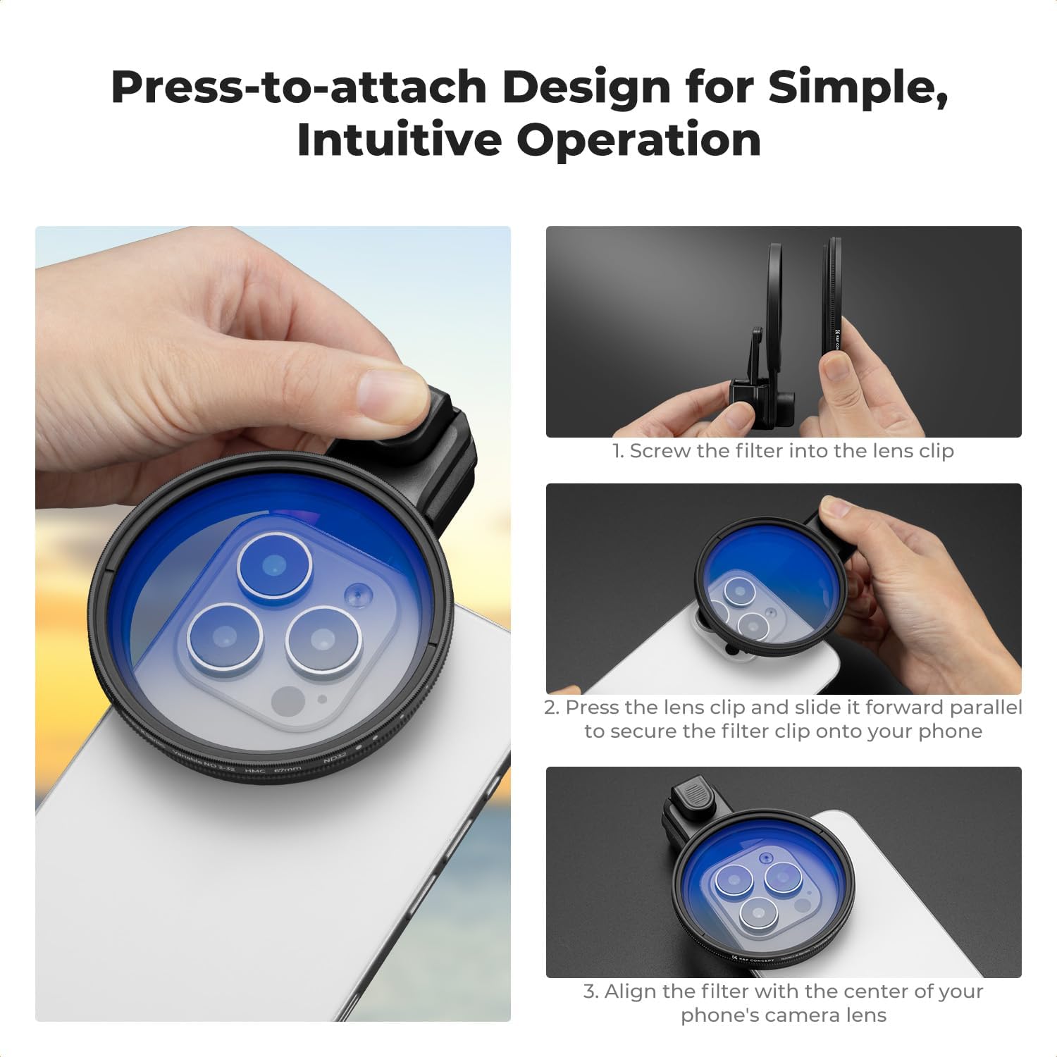 K&F CONCEPT 67mm Press-on Phone Lens Filter Adapter, Compatible with iPhone 17/16/15/14/13/12, 16/15/14/13/12 Pro, 16/15/14/13/12 Pro Max(Filter Not Included) - Image 4