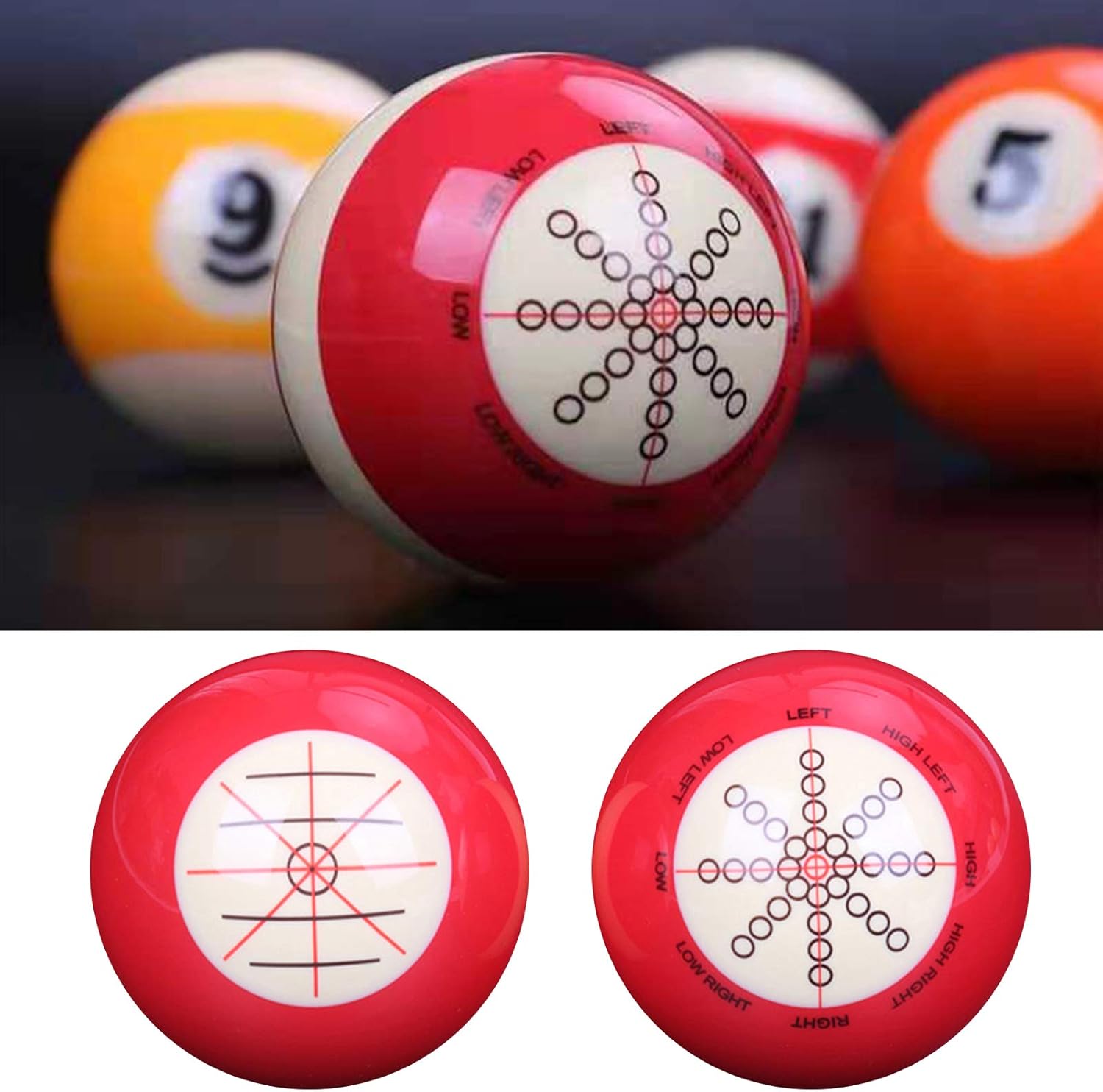 Billiards Pool Cue Ball, 2-1/4"/57.2mm Phenolic Resin Practice Training Aid with Precision Target Markings, Dual-Sided 8-Ball Spin & Angle Training for Beginners & Advanced Players - Image 7