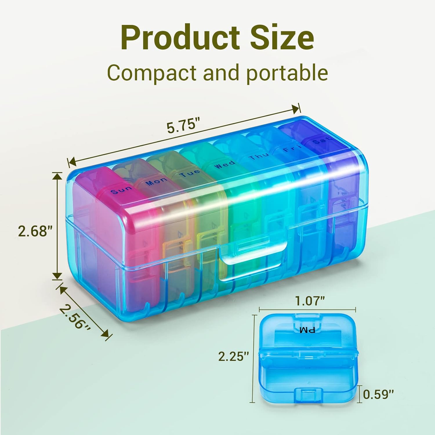 Zoksi Weekly Pill Organizer 2 Times a Day, Blue 7 Day Am Pm Pill Box, Daily Am Pm Pill Organizer 7 Day, Portable Vitamin Pill Case, Weekly Pill Box for Fish Oils, Vitamin, Supplement - Image 7