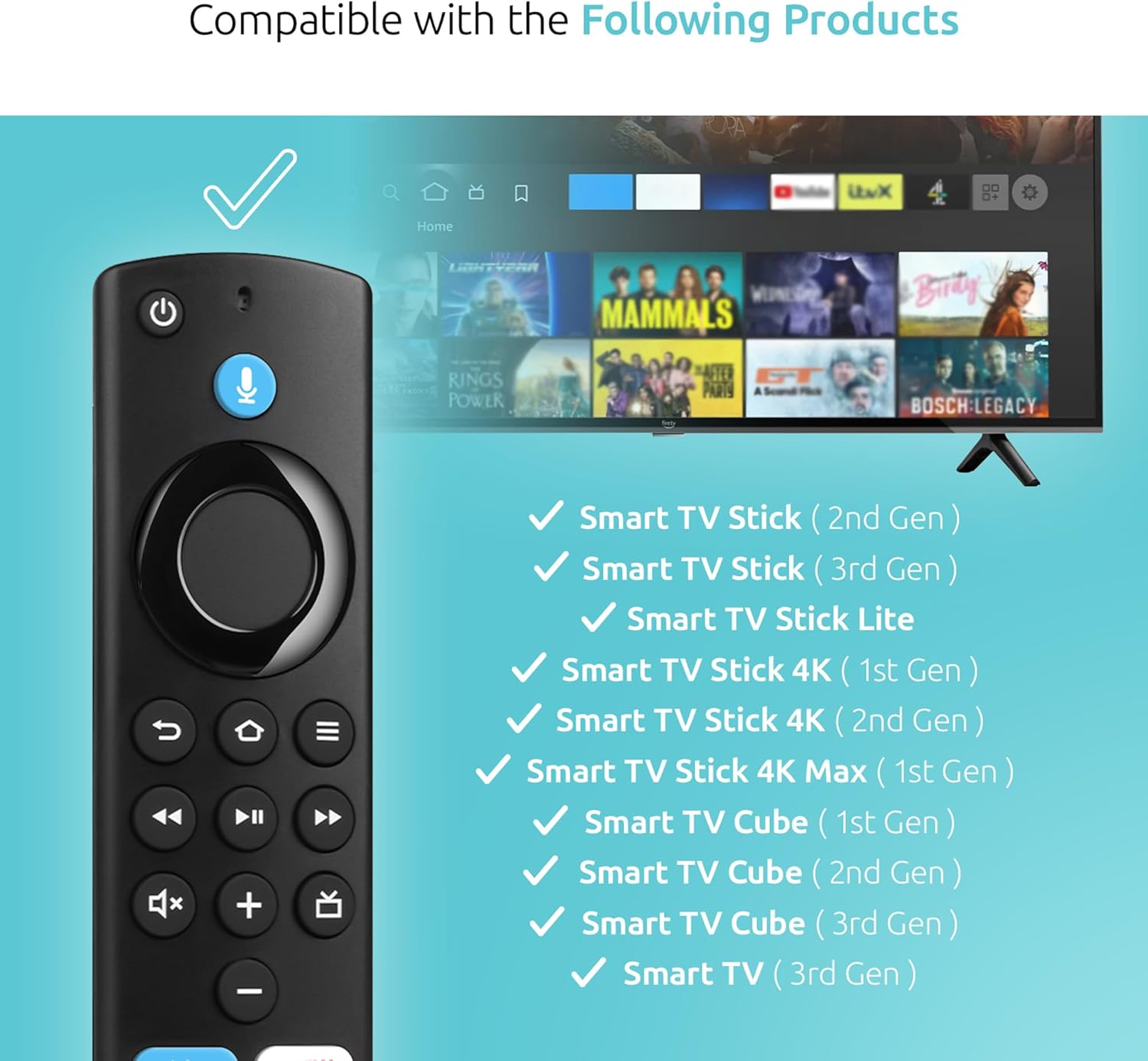 Replacement Firestick Remote Control Compatible with Fire-Smart TV Series Stick, Stick 4K/4K Max/HD/Lite, 3rd Gen Smart TV & Cube(2nd Gen/1st Gen/3rd Gen), TVs Stick(2nd Gen/3rd Gen) with Voice Search - Image 4