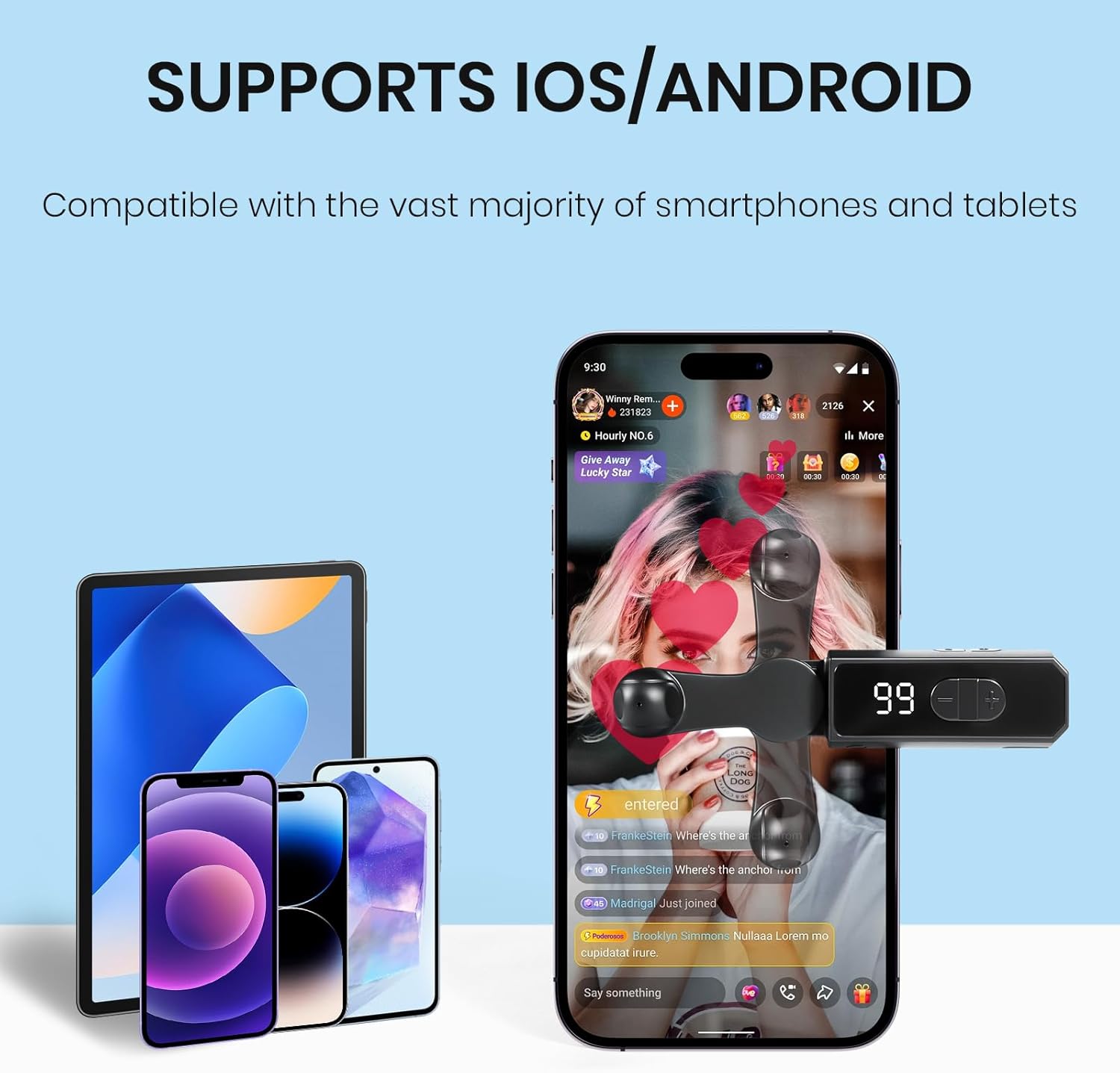 Auto Clicker Smart Tapper for iPhone iPad Android TikTok - Auto Touch Device with 107 Adjustable Speed, Rechargeable,Wireless,Instant Clicker for Live Stream Likes, Social Media Tasks(Black) - Image 6