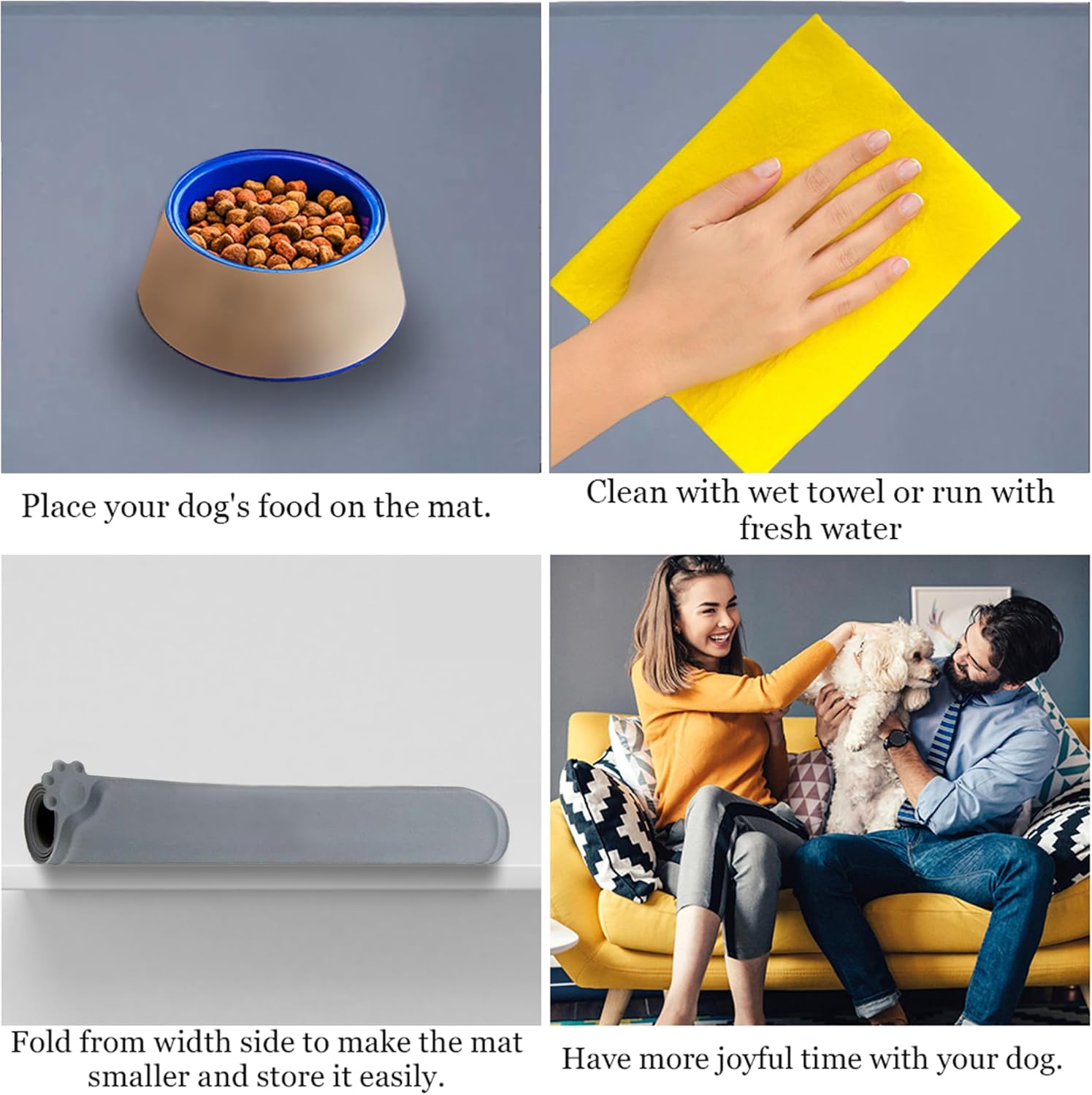 Silicone Pet Feeding Mat for Dogs & Cats – Non-Skid Waterproof Food & Water Bowl Mat with Raised Edges, Easy to Clean Pet Food Floor Mat, Durable Gray Pet Placemat, 19 x 12 Inches - Image 5