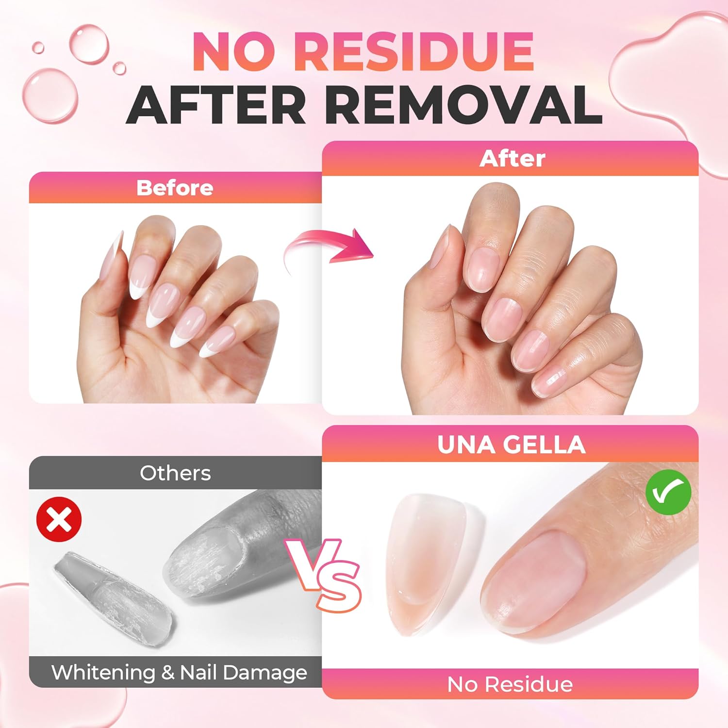 UNA GELLA 20ml*2PCS Nail Glue Remover for Press on, Multi-Functional Pinpoint Glue Remover Fast Removal Gentle Non-Acetone with Crystal Sticks for Nails Polish False Acrylic Nail Tips Home DIY - Image 2