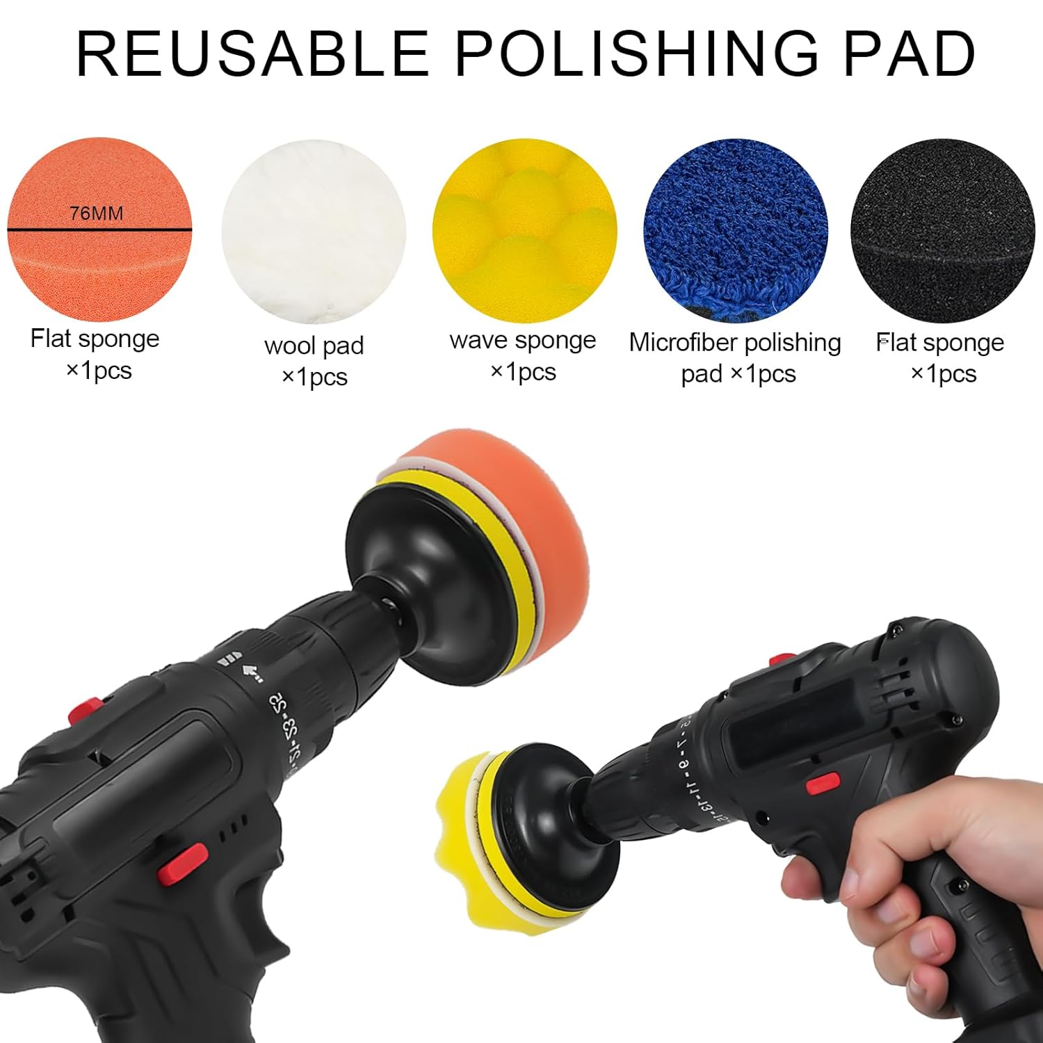 142pcs 3 Inch Sanding Discs Pad Kit, Grit 60-10000 Dry Wet Sandpaper with 5 Soft Sanding Sponges Sander and 1/8"&1/4" Shanks Backer Plate, Drill Sanding Attachment for Car Metal Wood Jewelry - Image 2