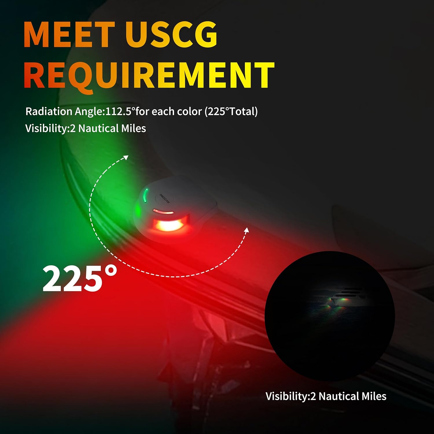 RVZONE LED Boat Navigation Light Red and Green Marine Navigation Light Led IP67 Waterproof Led Boat Lighting for Bow, Ideal for Pontoon, Skiff, Small-Boats, and Yacht (White) - Image 3