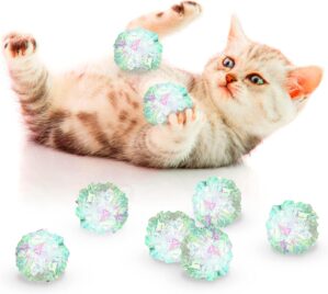 SunGrow Mylar Cat Crinkle Balls, 2&...