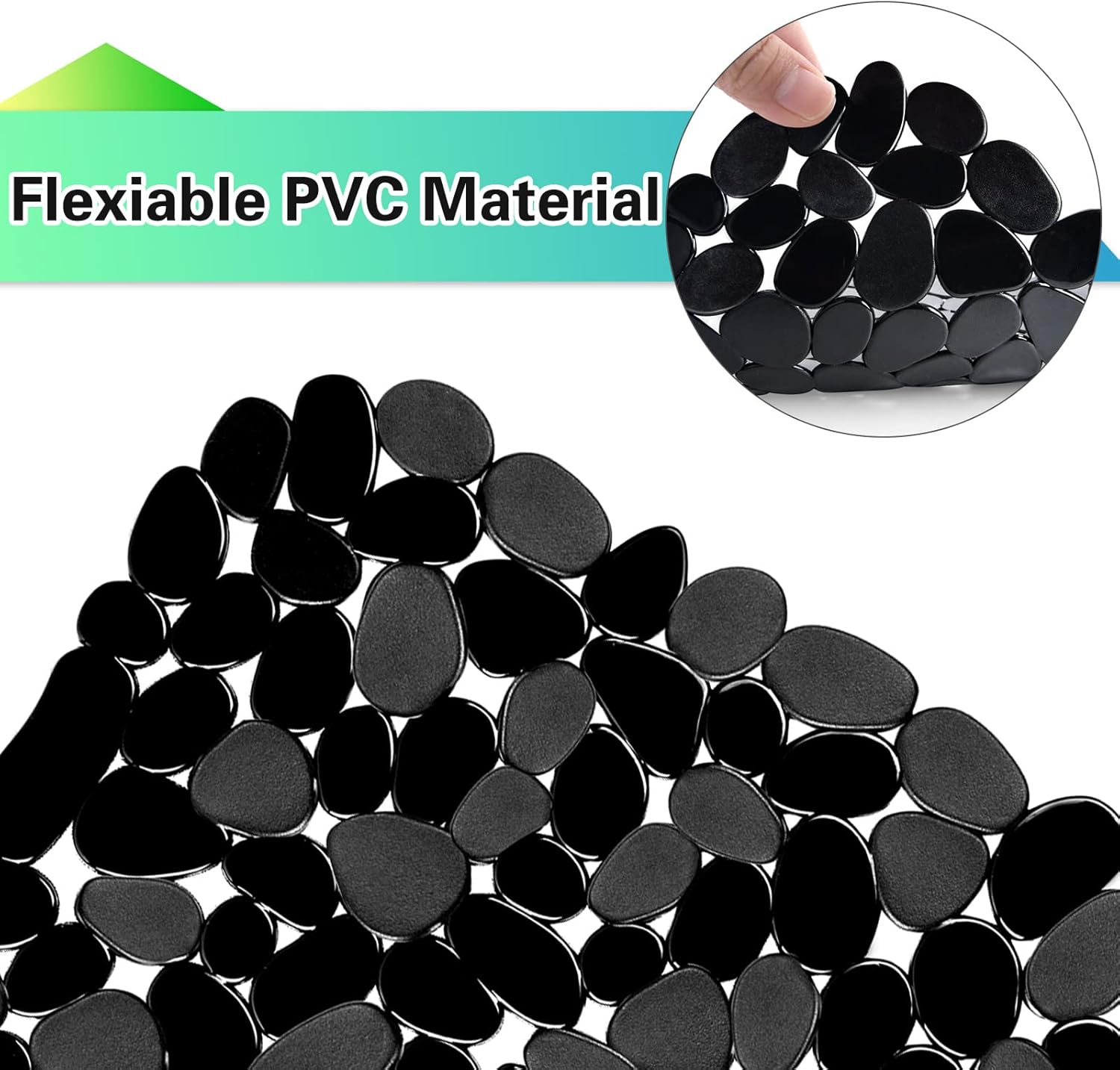 2 Pack Kitchen Sink Mat Pebble Sink Mats for Stainless Steel Sink, PVC Eco-friendly Sink Protector for Bottom of Kitchen Sink, Porcelain, Dishes and Glassware, Fast Draining, 15.8 x 11.8 In (Black) - Image 3