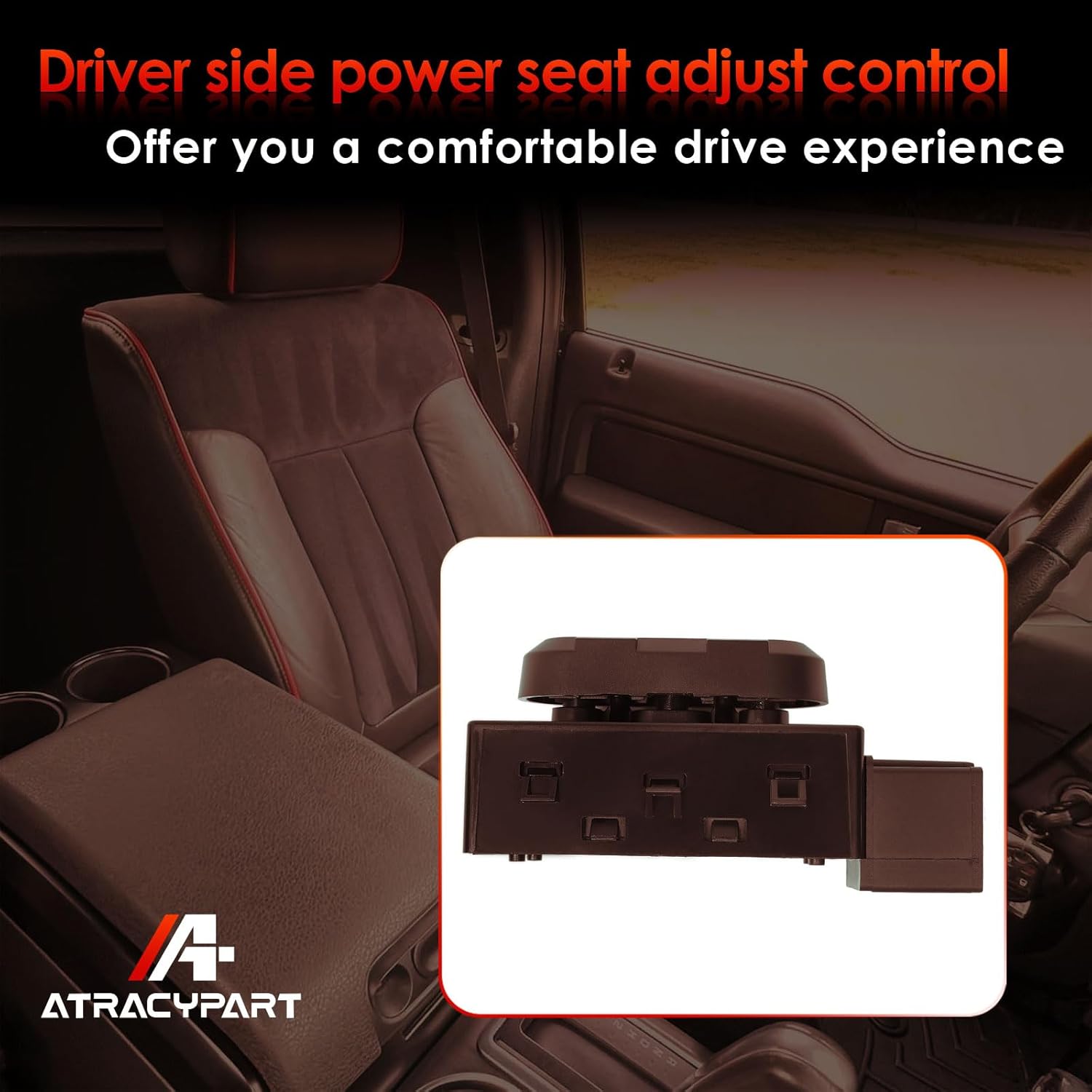 Power Seat Adjustment Switch Front Driver Side for 6 Way Compatible with Ford F150 F250 F350 Explorer Lincoln MKX & More Replace# 9L3Z-14A701-A, PSW5, 9L3Z14A701A - Image 7