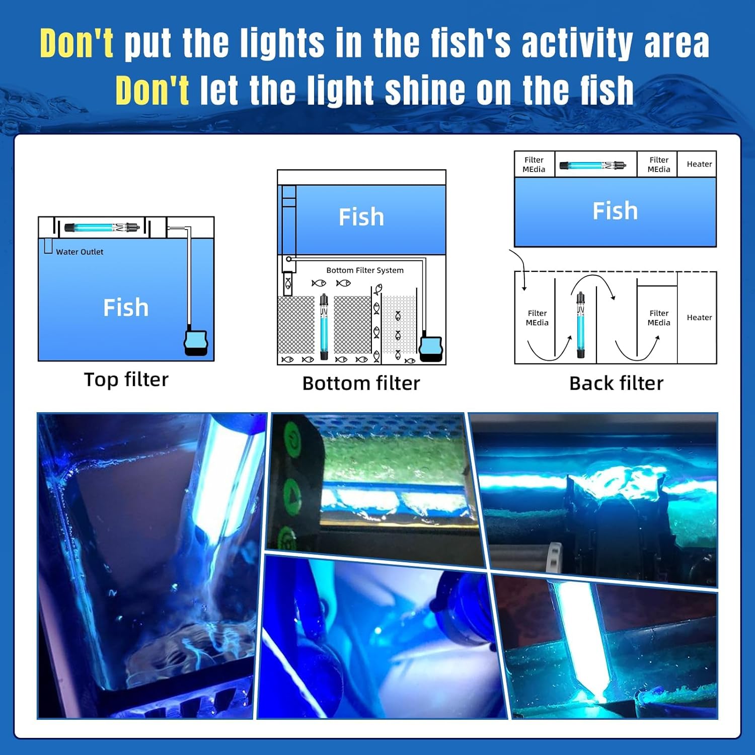 5W 6.9 Inch Aquarium UV Light for 10-55 Gallon Fish Tank Aquarium Light Green Clean Machine - Image 2