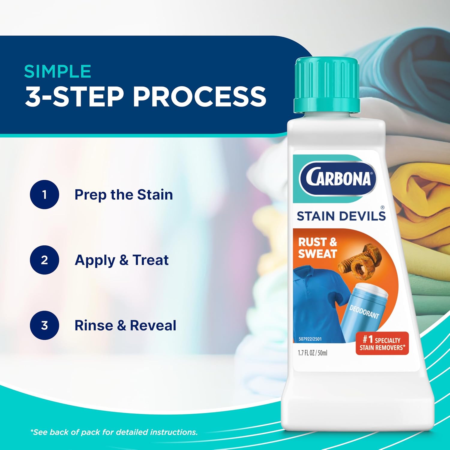 Carbona Stain Devils® #9 | Rust & Perspiration | Professional Strength Laundry Stain Remover | Multi-Fabric Cleaner | Safe On Skin & Washable Fabrics | 1.7 Fl Oz, 1 Pack - Image 4