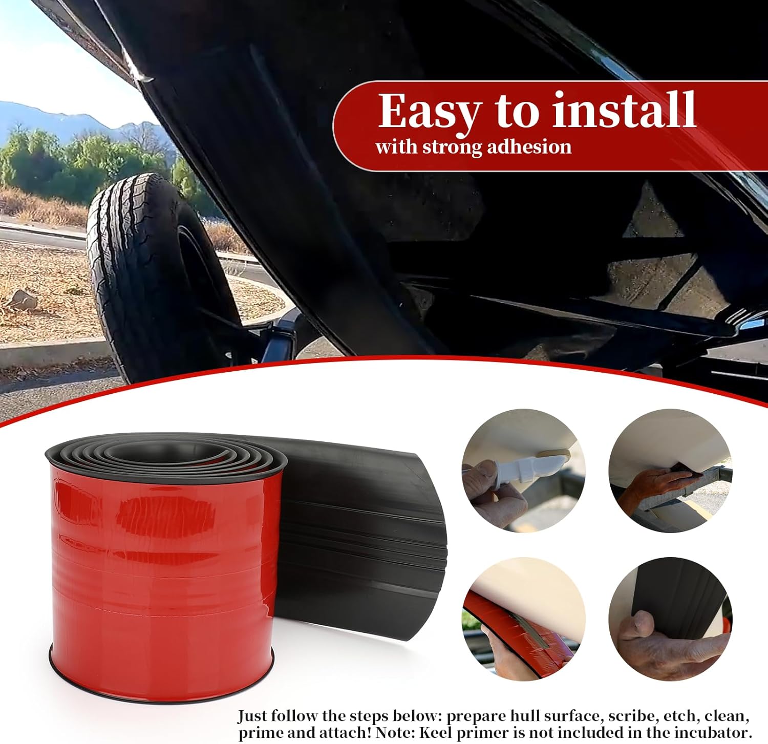 XINRINTONG Self-Adhesive DIY Keel Guard for Fiberglass and Specific Aluminum Boats - Boat Keel Protector Hull Guard Protects from Rocks Ramps and Oyster Beds 5 Inches Wide 9.6 Feet Length - Image 3