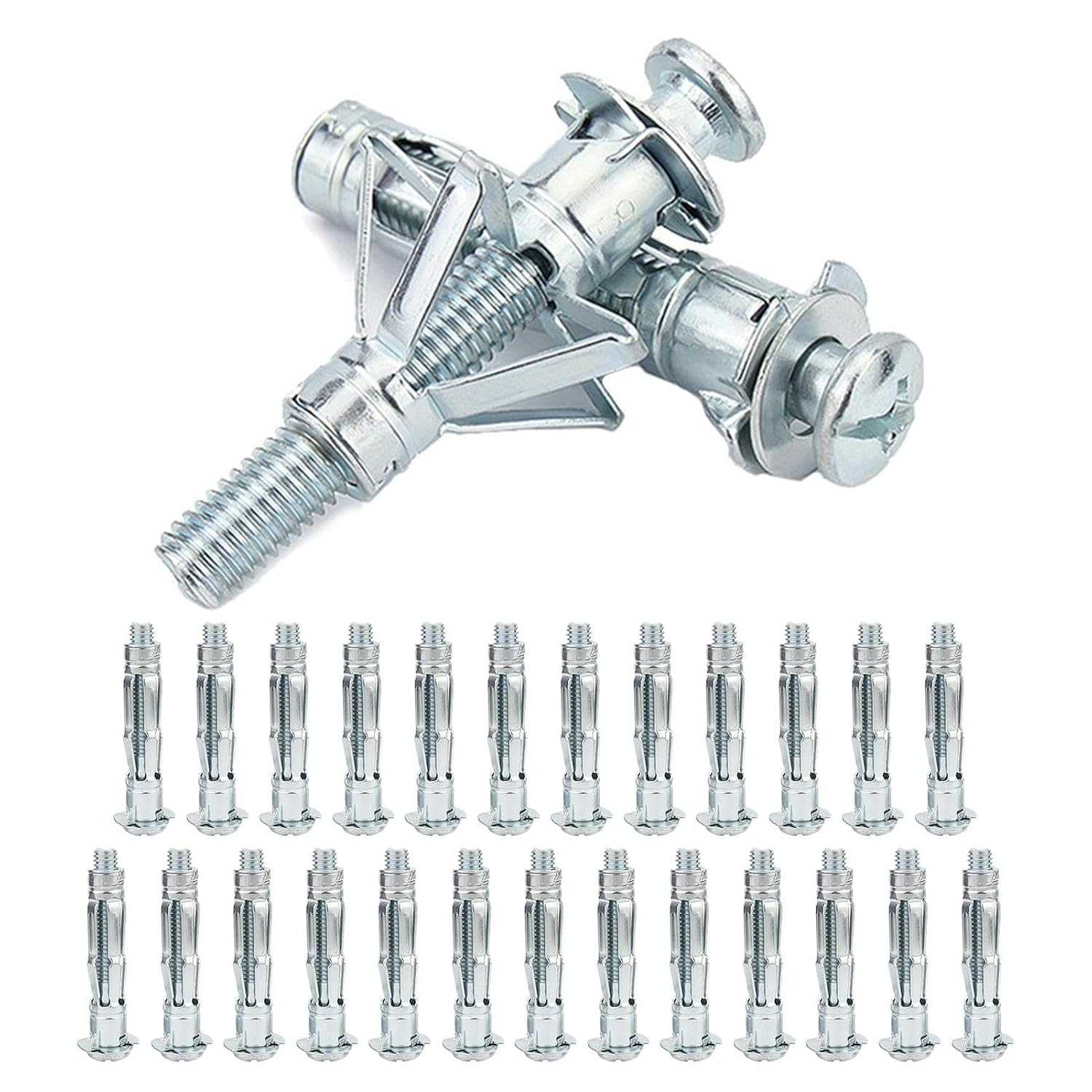 25pcs Hollow Wall Anchors,M4×38mm Molly Bolts for Drywall,Dry Wall Screw Anchor for Drywall Ceiling Gypsum Plasterboard Fixings,PlasterWall Anchors Plugs Expansion Bolt(Silver)