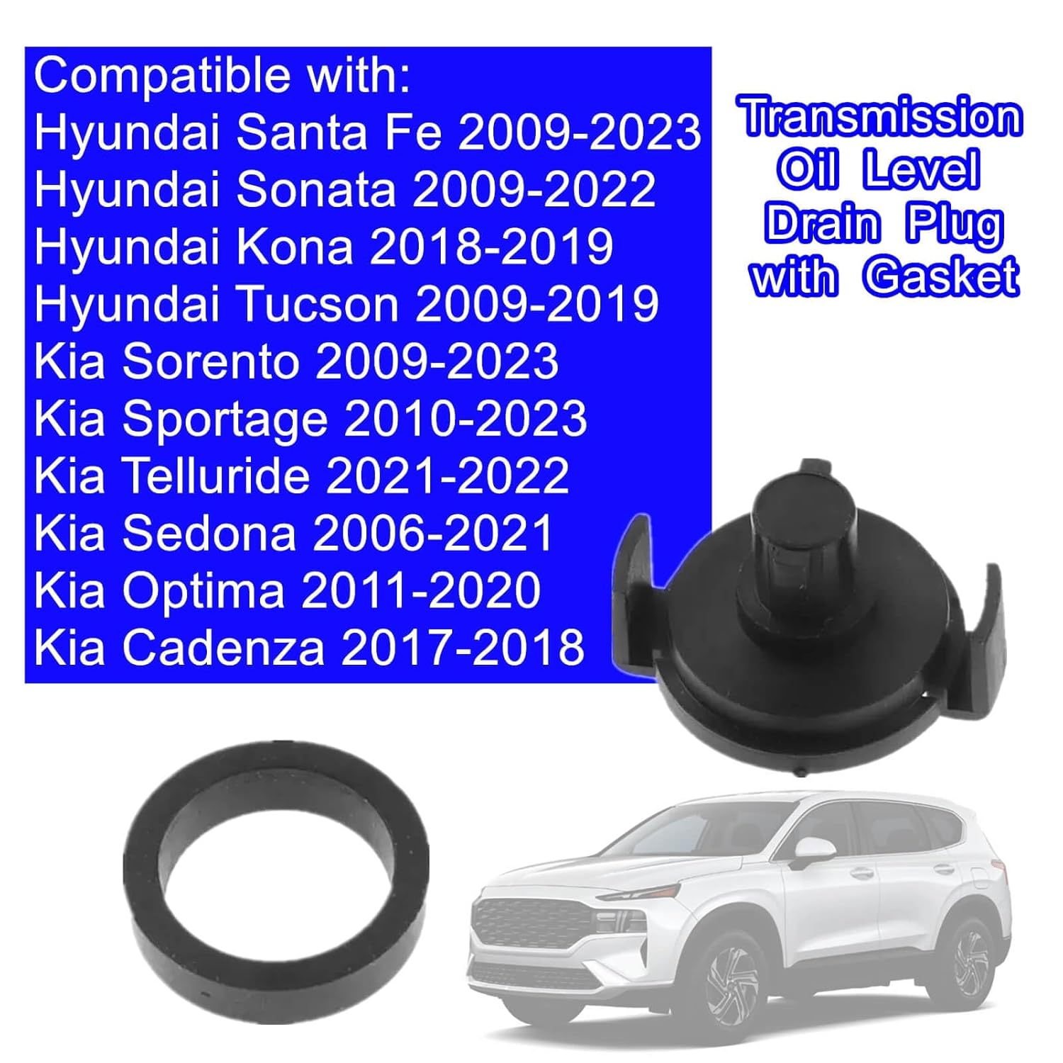 Transmission Oil Level Drain Plug with Gasket for Hyundai Elantra, Tucson, Sonata & Kia Optima, Soul, Sportage, Telluride, Replaces 45285-3B010, 45286-3B010 - Image 4