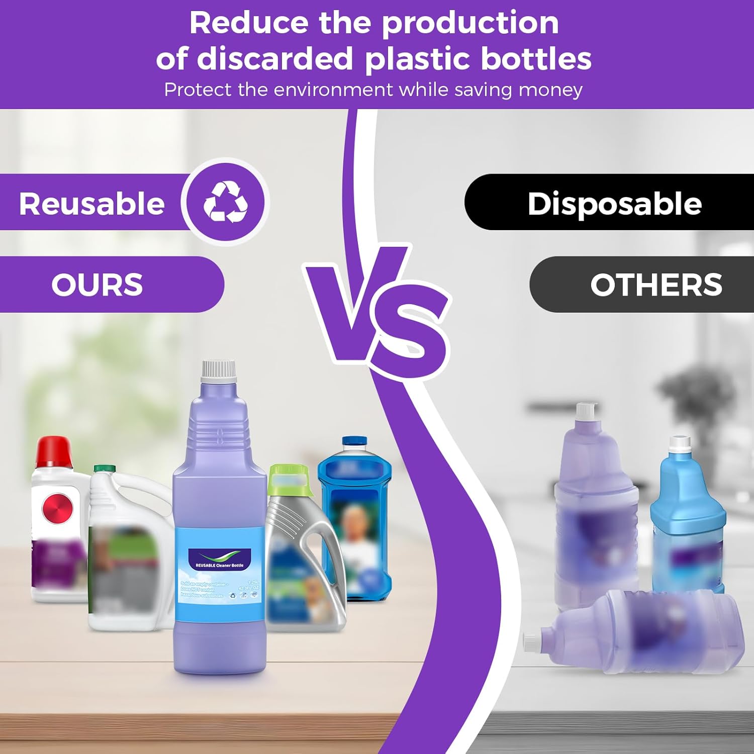 Refillable Replacement Bottle for Swiffer® Wet Jet™ Mop, 1250ml /42 oz, Empty, Leak-Proof HDPE Cleaner Solution Refill Bottle with 7 Silicone Gaskets & 1 Foldable Funnel - Image 7