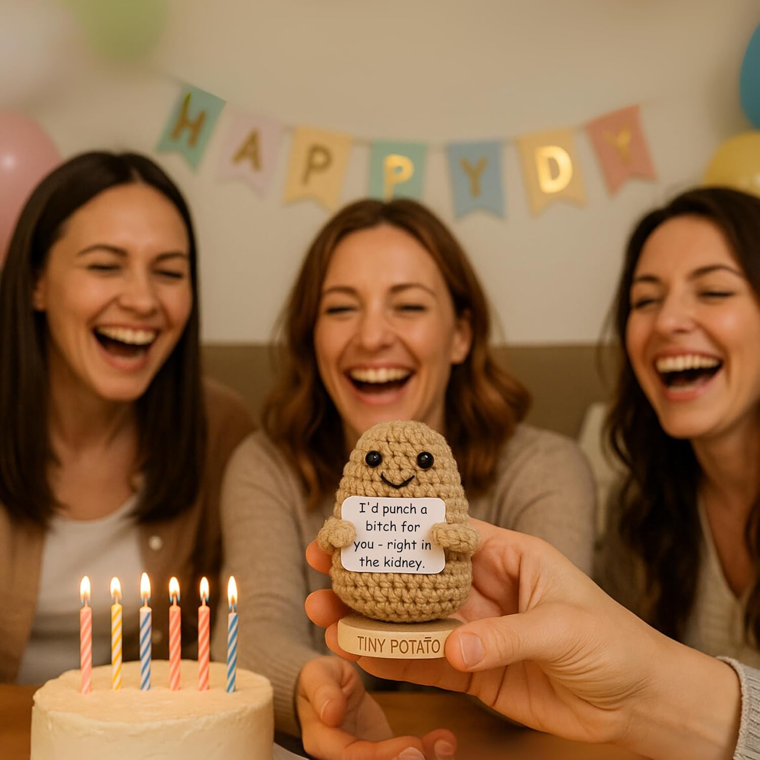 Funny Friendship Gift - Tiny Potato Crochet W/ 30 Sassy Messages for Women Friends Bestie BFF Coworker - Best Friend Birthday Gifts for Women, Sister Birthday, College Graduation Present Idea for Her - Image 7