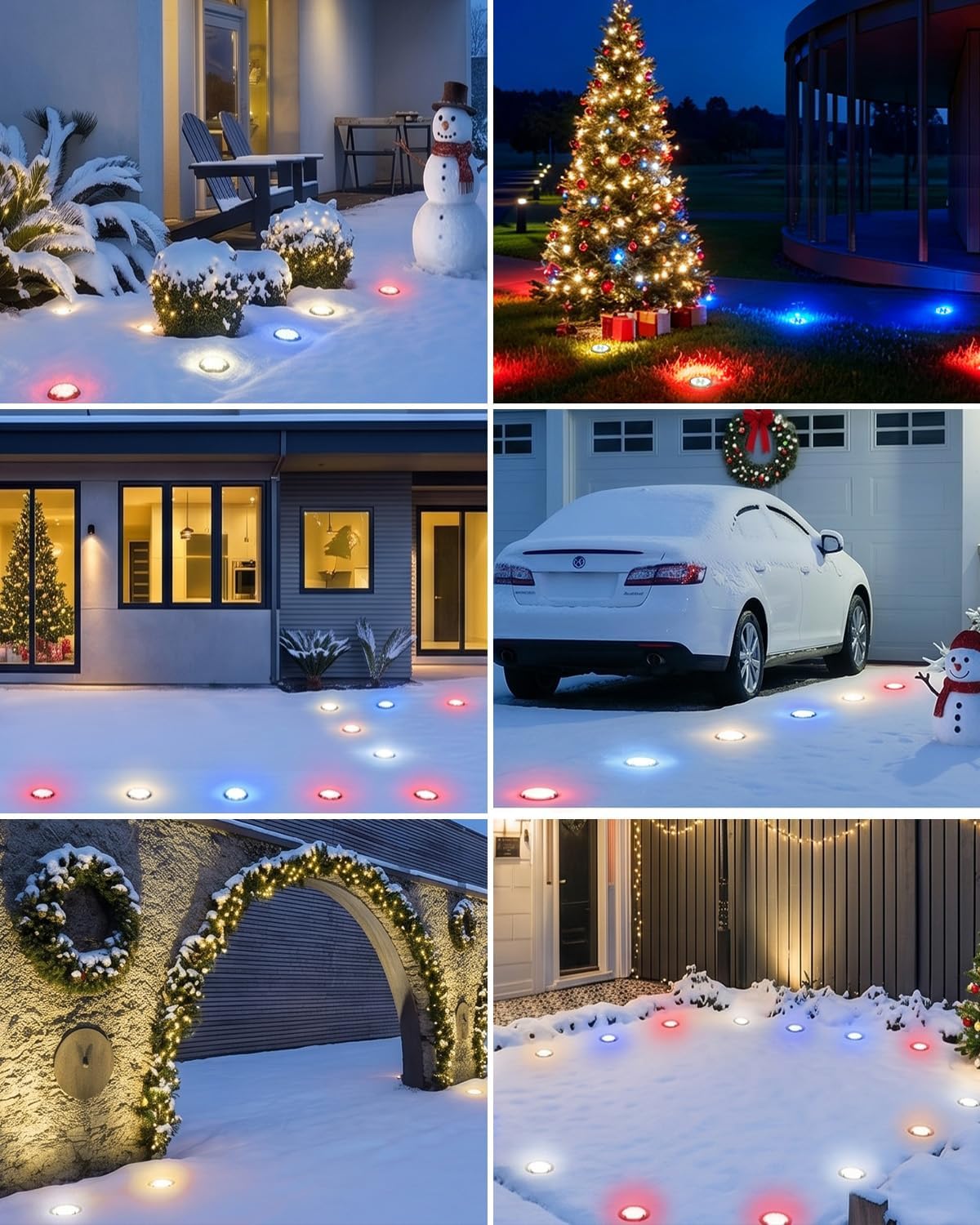 btfarm 16 Pack Solar Lights Outdoor, 8 LED Solar Ground Lights IP65 Waterproof Flat Solar Disc Light, Pathway Lights for Garden Patio Yard Christmas Decorations, Red+Blue+Cool White+Warm White - Image 7