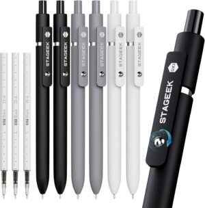 STAGEEK Black Gel Pens GX3, 6Pcs Fi...