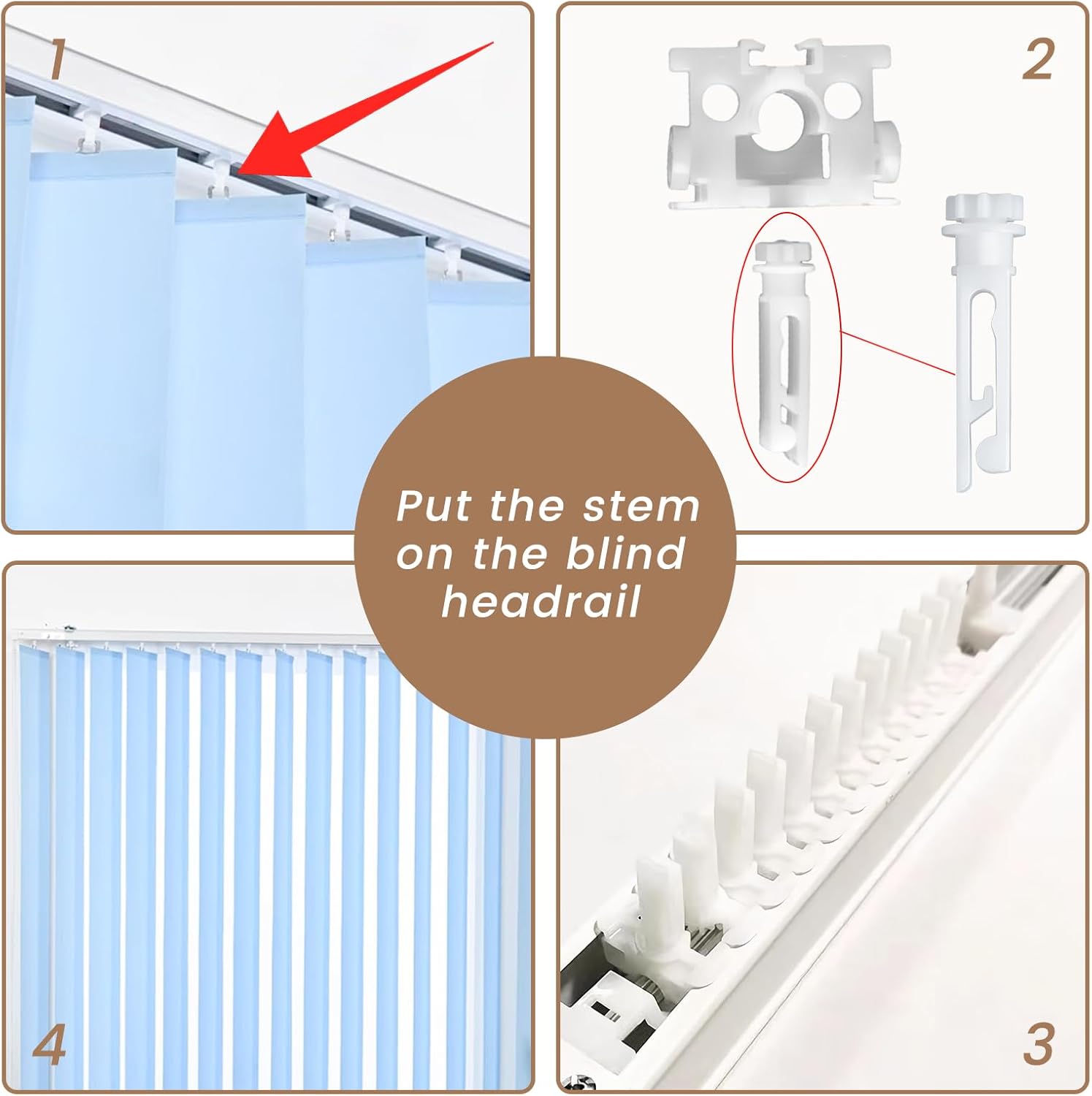 Vertical Blind Stem Replacement Vertical Window Blind Insert Stem for Vanes Carrier Vertical Window Blind Carrier Stem Curtain Accessories, White (12Pcs) - Image 3
