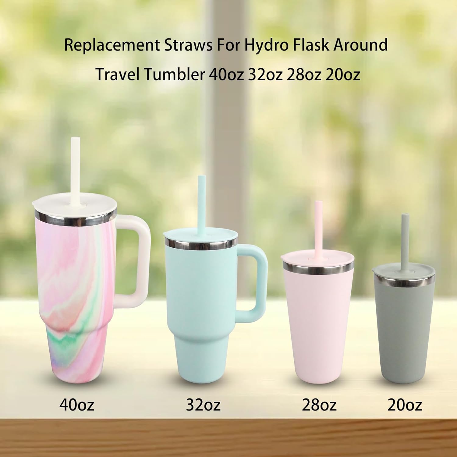 Replacement Straws and Bite Valve for Hydro Flask Around Travel Tumbler 40oz 32oz 28oz 20oz,with 1 Brush (4 colors) - Image 3
