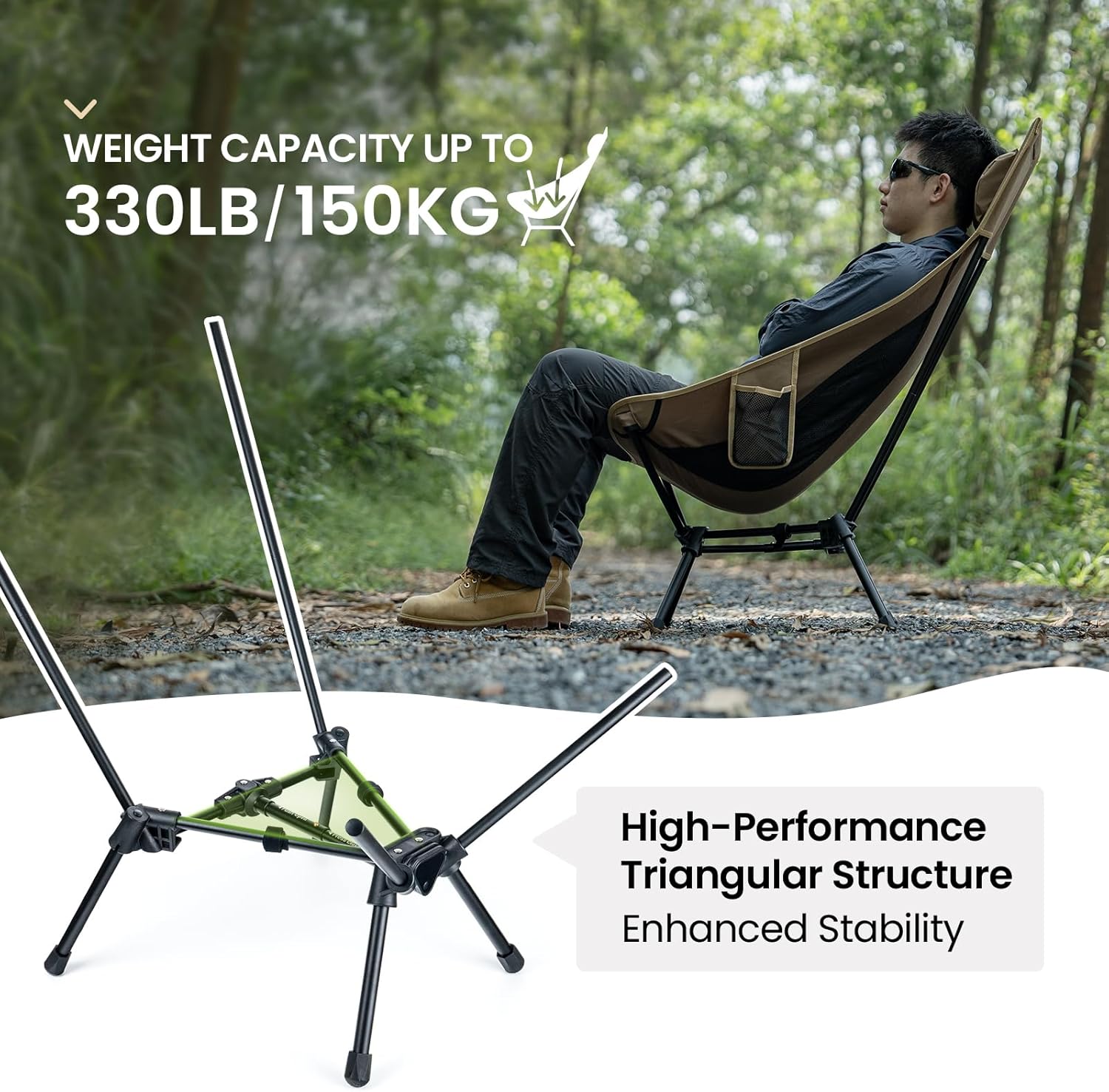 ONETIGRIS Tigerblade High Back Camping Chair with Pillow Design, Comfortable Widened Seat Folding Chair - Image 5