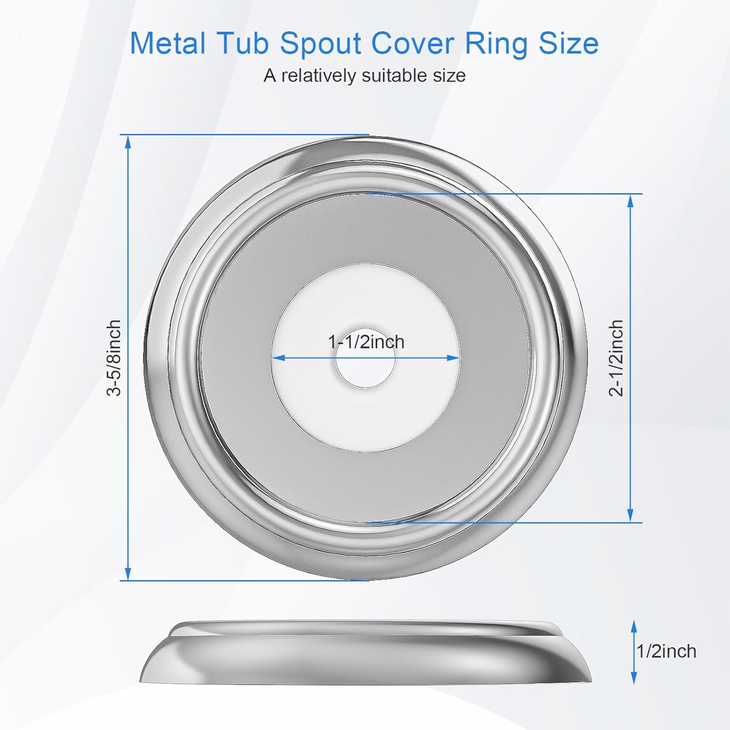 Metal Tub Spout Cover Ring, Stainless Steel Trim Plate for Tub Spout, with 1 Pcs Foam Gasket, 1-1/2 Inch ID and 3-5/8 Inch OD - Image 2