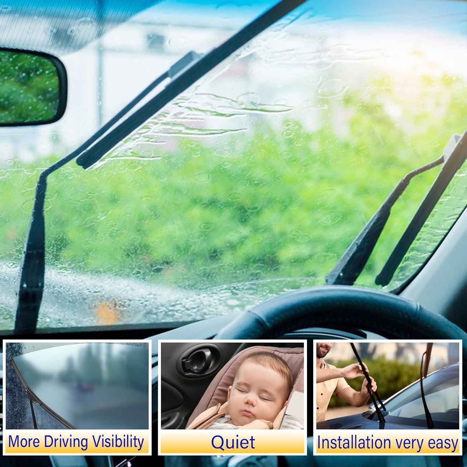 3 wipers Replacement for 2016-2020 Buick Envision, Windshield Wiper Blades Original Equipment Replacement - 24"/18"/12" (Set of 3) U/J HOOK - Image 6