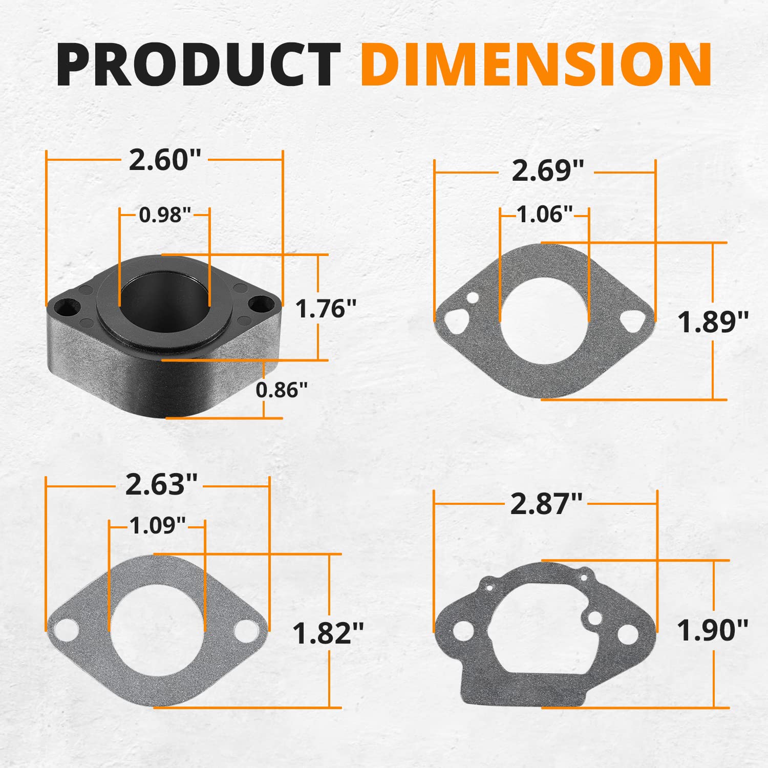 Replace for 694876 Intek Engine Carburetor Spacer Gasket Insulator Compatible with Briggs & Stratton, for Models 201312, 201317, 201332, 201337, 201352, 201412, 201415, 201416, 201417, 201432, 201437 - Image 6