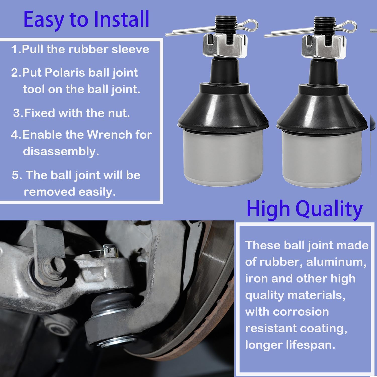 7061158 Ball Joint & Ball Joint Removal Tool for Polaris Sportsman 400 450 500 570 600 700 800 Ranger 400 425 500 570 700 800 Magnum 325 330 425 500 Trail Blazer Boss Worker Xplorer ACE Big Boss - Image 4
