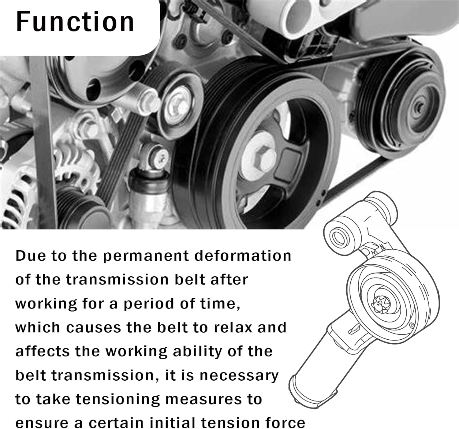 Belt Tensioner Assembly with Pulley Compatible with 2011-2016 Chevy Cruze 2012-2019 Sonic 2013-2020 Trax 2016 Cruze Limited 2013-2020 Buick Encore Replace#25195388 55565236 55352021 - Image 6