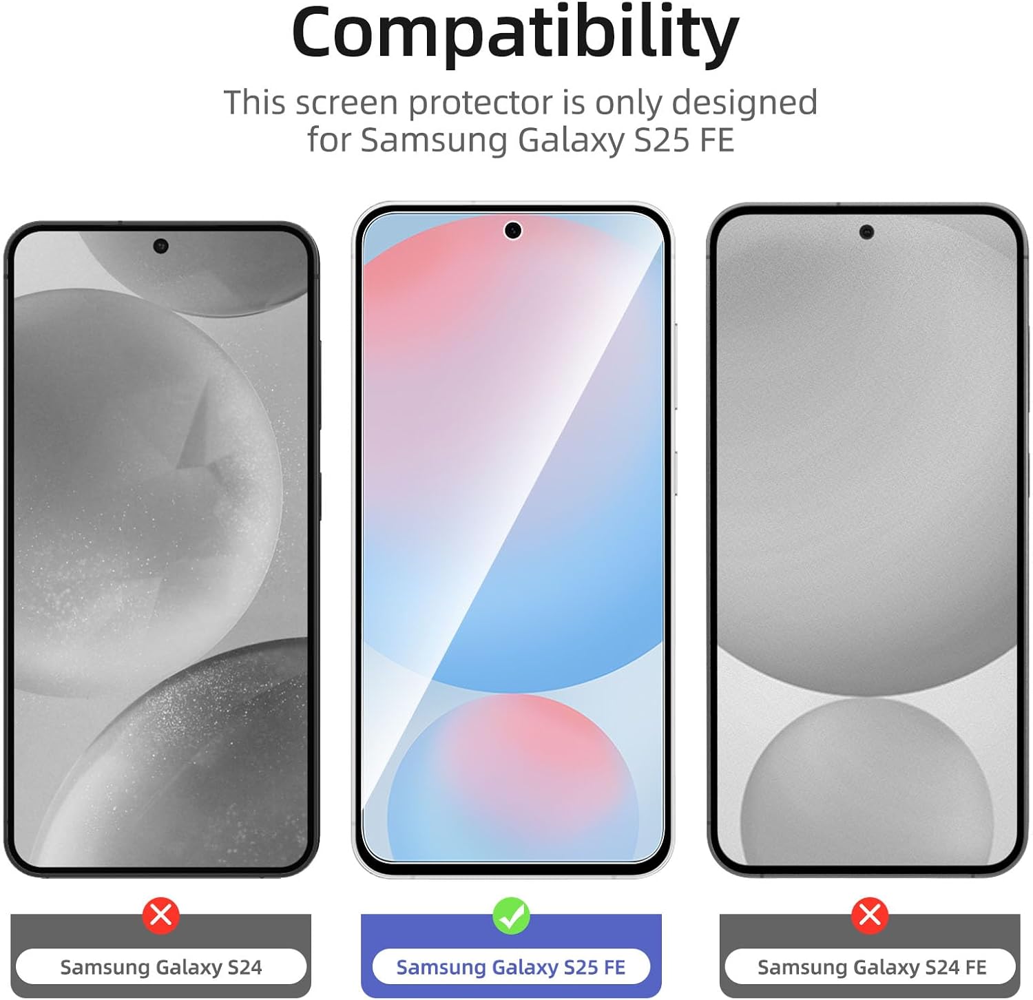 NEW'C 3 Pack Designed for Samsung Galaxy S25 FE Screen Protector,Tempered Glass,Case Friendly Scratch-proof, Bubble Free, Ultra Resistant - Image 2