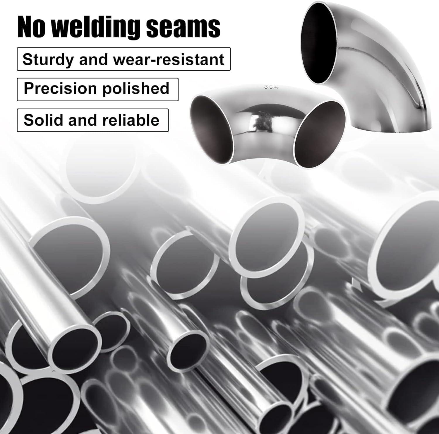 Acrux7 4 Pack 3 Inch 90 Degree Exhaust Pipes Stainless Steel Exhaust Elbow 1.5mm Thickness Mandrel Bend - Image 4